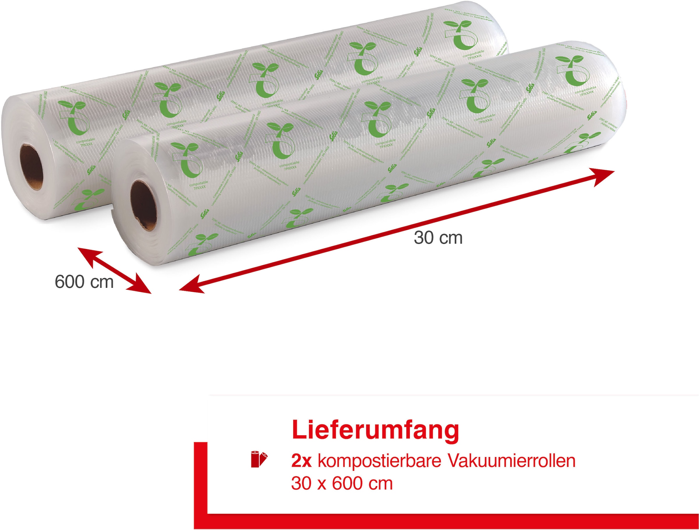 SOLIS OF SWITZERLAND Vakuumier-Folienrollen »ECO S0166«, (Packung, 1 tlg.), 2 Rollen, 30x600 cm