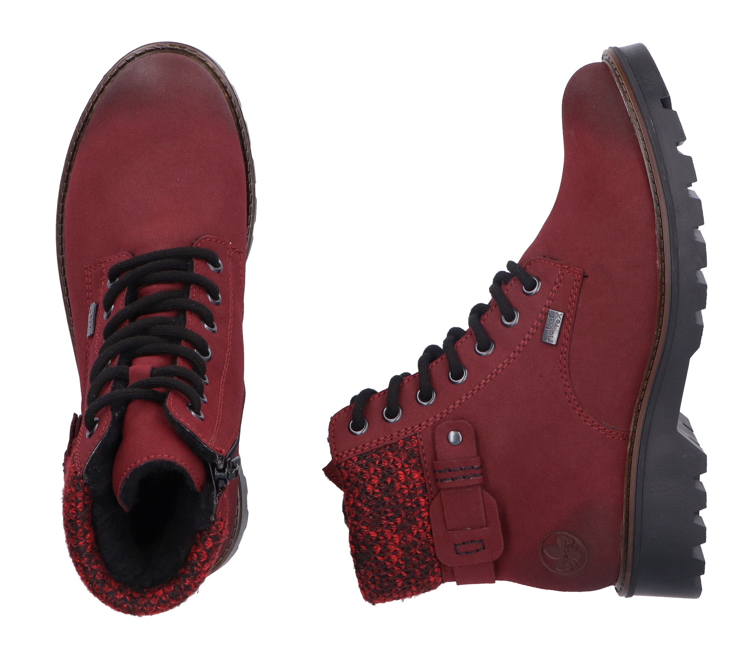 Winterstiefelette RIEKER, Damen, Gr. 36, rot (bordeaux used), Nubuklederimitat, Textil, Schuhe Winterstiefelette, Winterboots mit wasserabweisender riekerTEX-Membran 3
