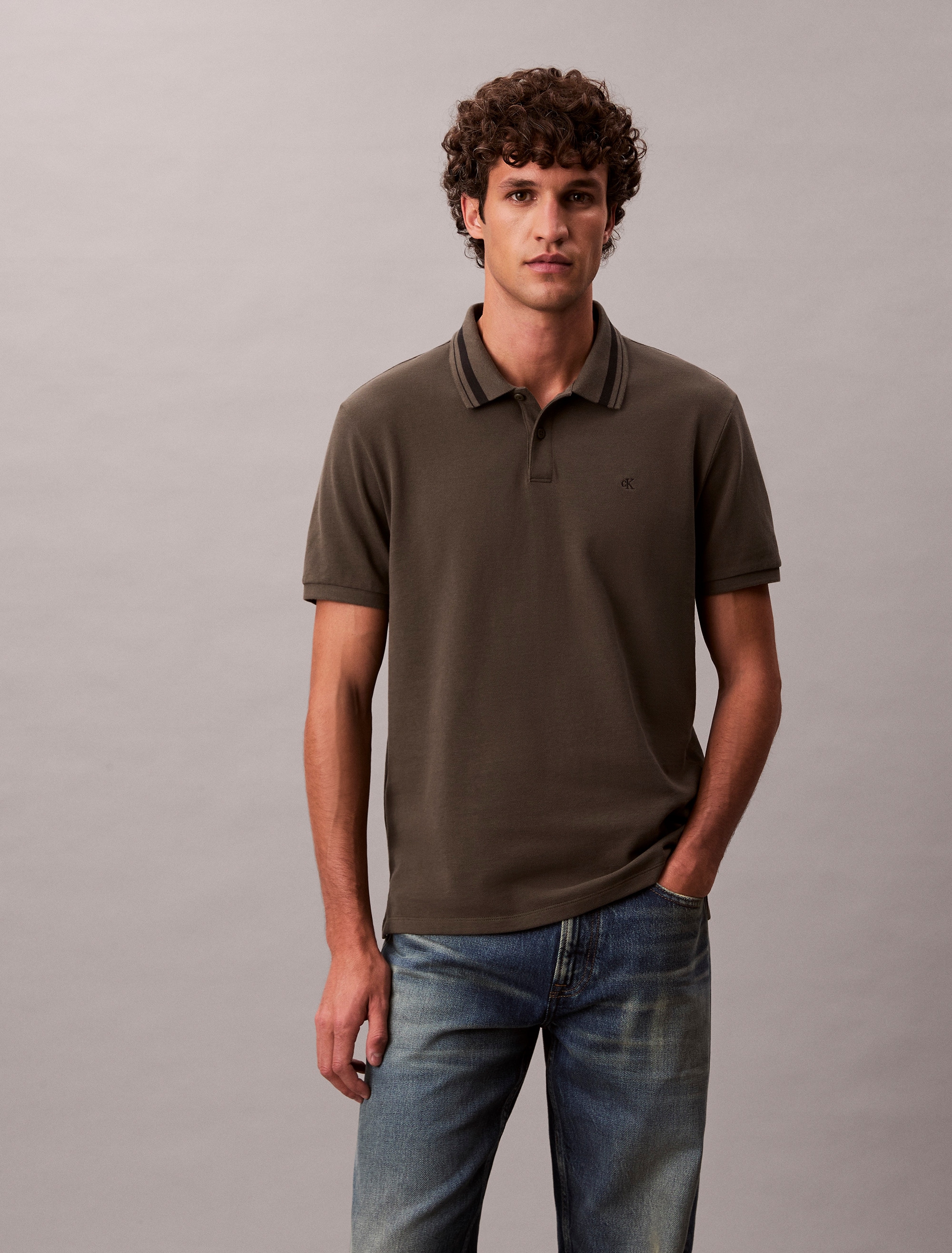 Calvin Klein Jeans Poloshirt "SS CSL PQ CLSSC TPPD" Mit Rundhalsausschnitt günstig online kaufen