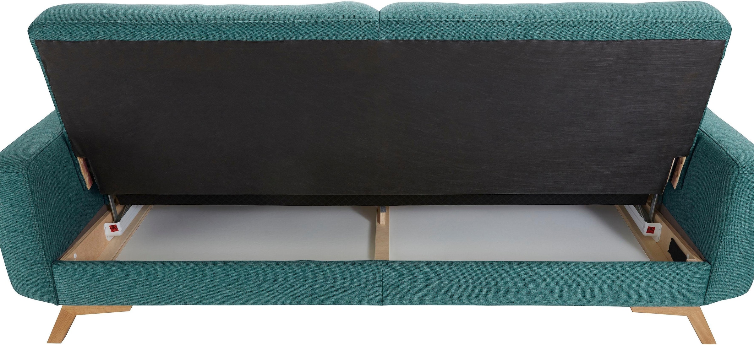 exxpo - sofa fashion 3-Sitzer »Fiord, aktuelles Design, tolle Detailverarbeitung im Sitz und Rücken«, bequem, wahlweise Kippcouch mit Bettfunktion und Bettkasten, Holzfuß