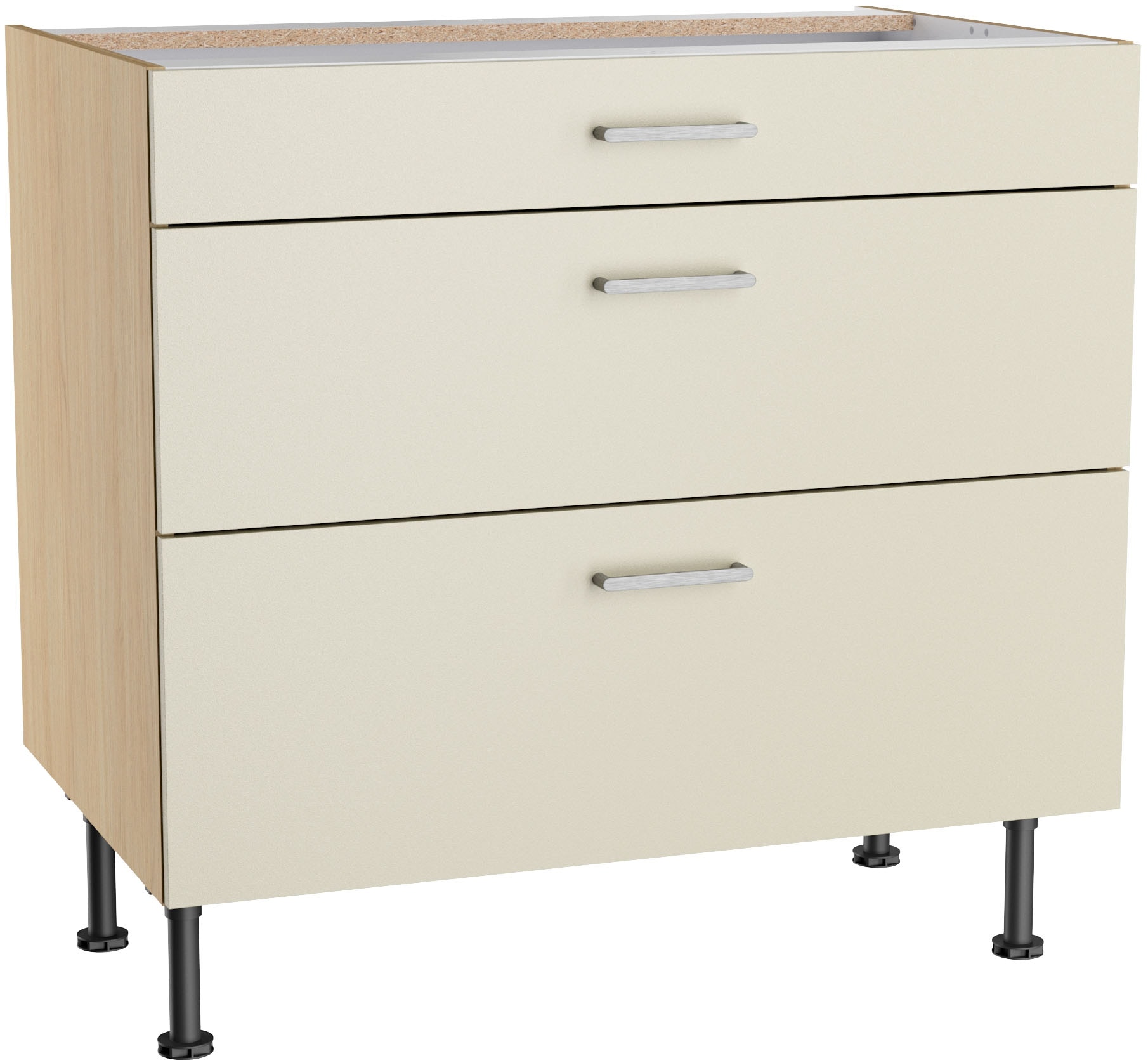 KOCHSTATION "KS-Lucy" Breite 90 cm, 1 Schubkasten, 2 Auszügen, Soft-Close, verstellbare Füße