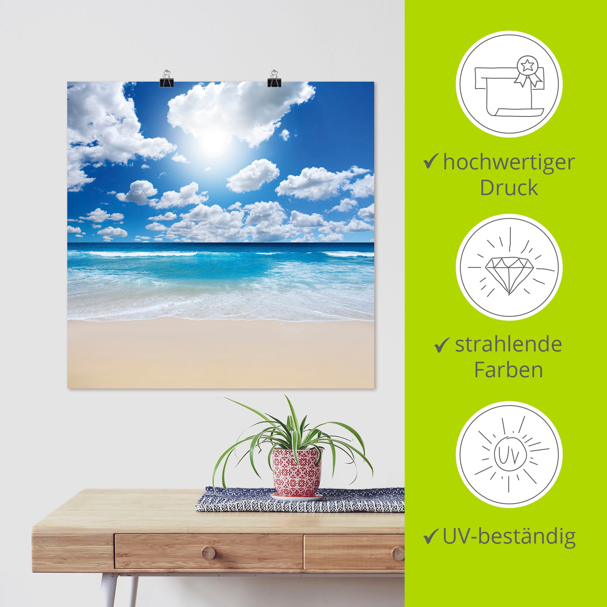 Artland Wandbild »Großartige Strandlandschaft«, Strand, (1 St.), als Leinwandbild, Poster, Wandaufkleber in verschied. Größen