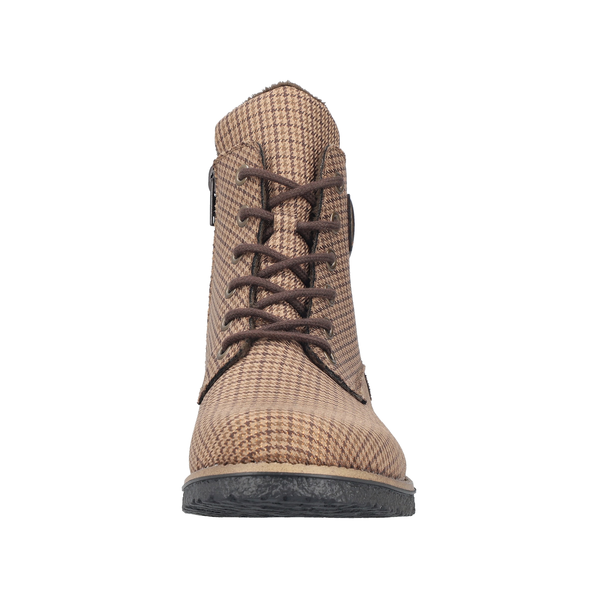 Rieker Schnürboots  Schnürstiefelette in Karo-Optik, mit Zierschnalle und Glitzerdetails