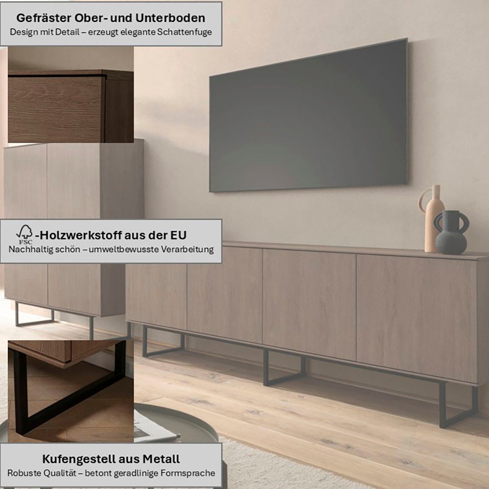 Home affaire Wohnzimmer-Set »Lund, moderne Anbauwand, Wohnzimmer-Set in Stone Oak oder Nussbaum« 2 Stk. tlg.