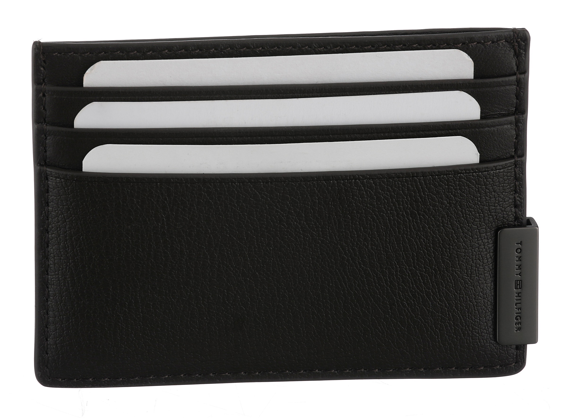 TOMMY HILFIGER Damen Kartenetui "TH HARDWARE CC HOLDER"dunkelbraun, Leder, Basic, Kleinlederwaren, Unisex, Mini Geldbeutel, Men Portemonnaie mit