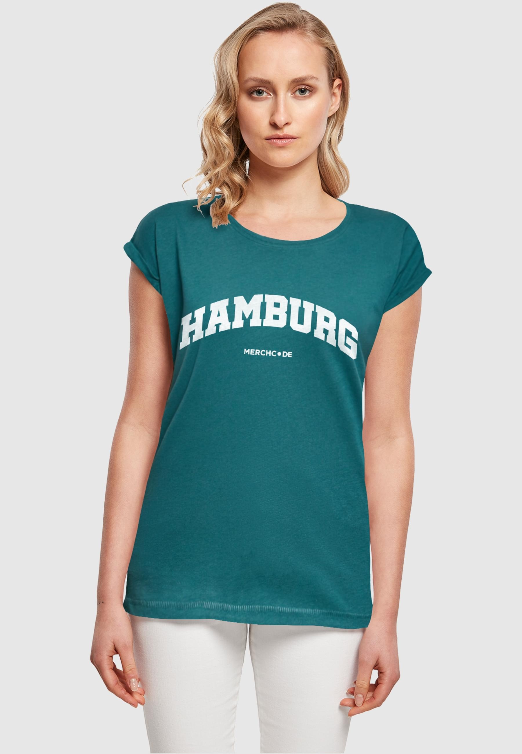Merchcode T-Shirt »Merchcode Damen Ladies Hamburg Wording - T-Shirt«, (1 tlg.)