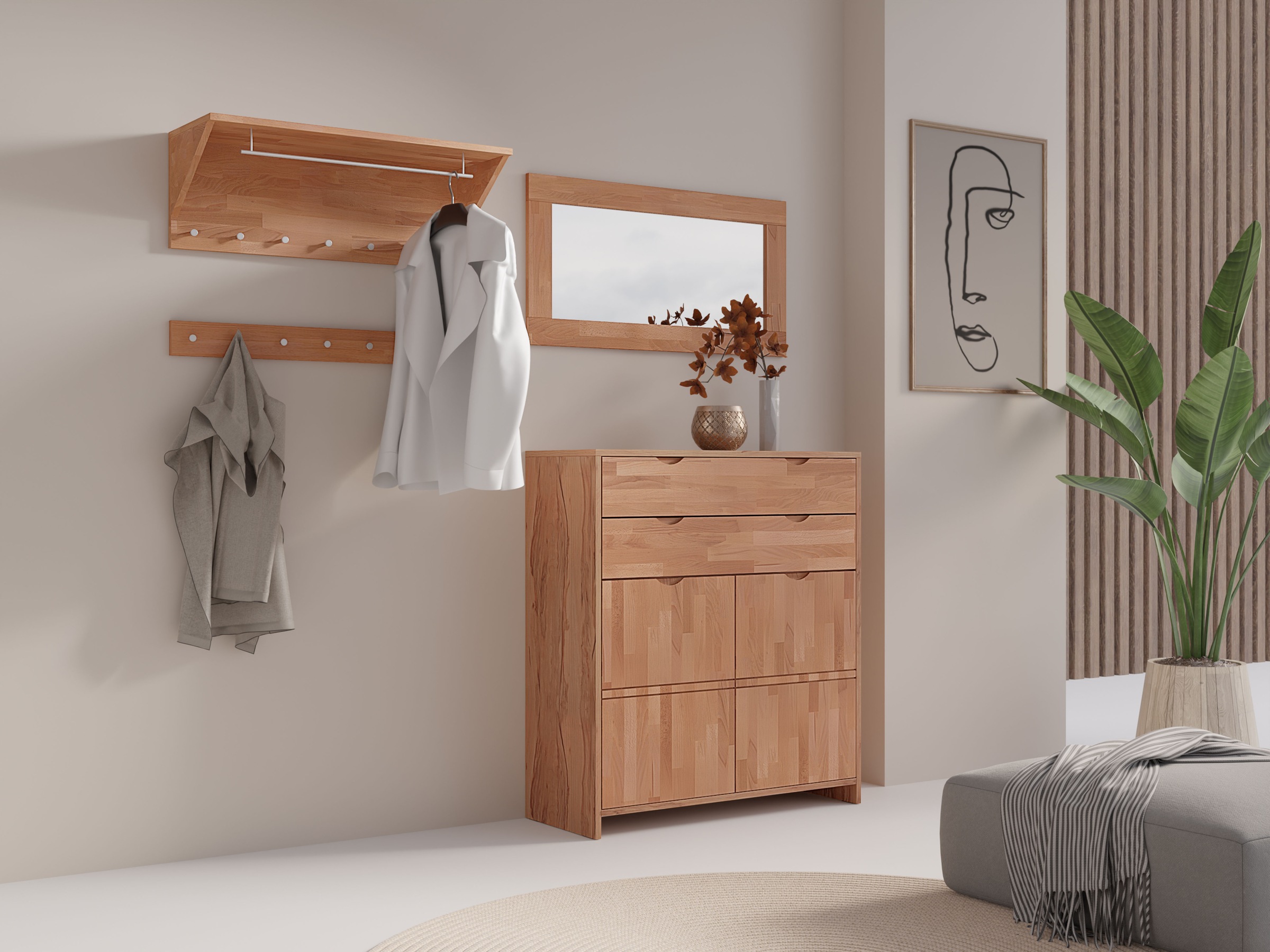 OTTO home Highboard »Maximus: 3 geräumige Fächer, 2 Softclose Schubladen,Hochwertig,Zeitlos« B/T/H: 96/38/107cm, Massivzholz Fronten&Oberdeckel, Korpus aus Melamin