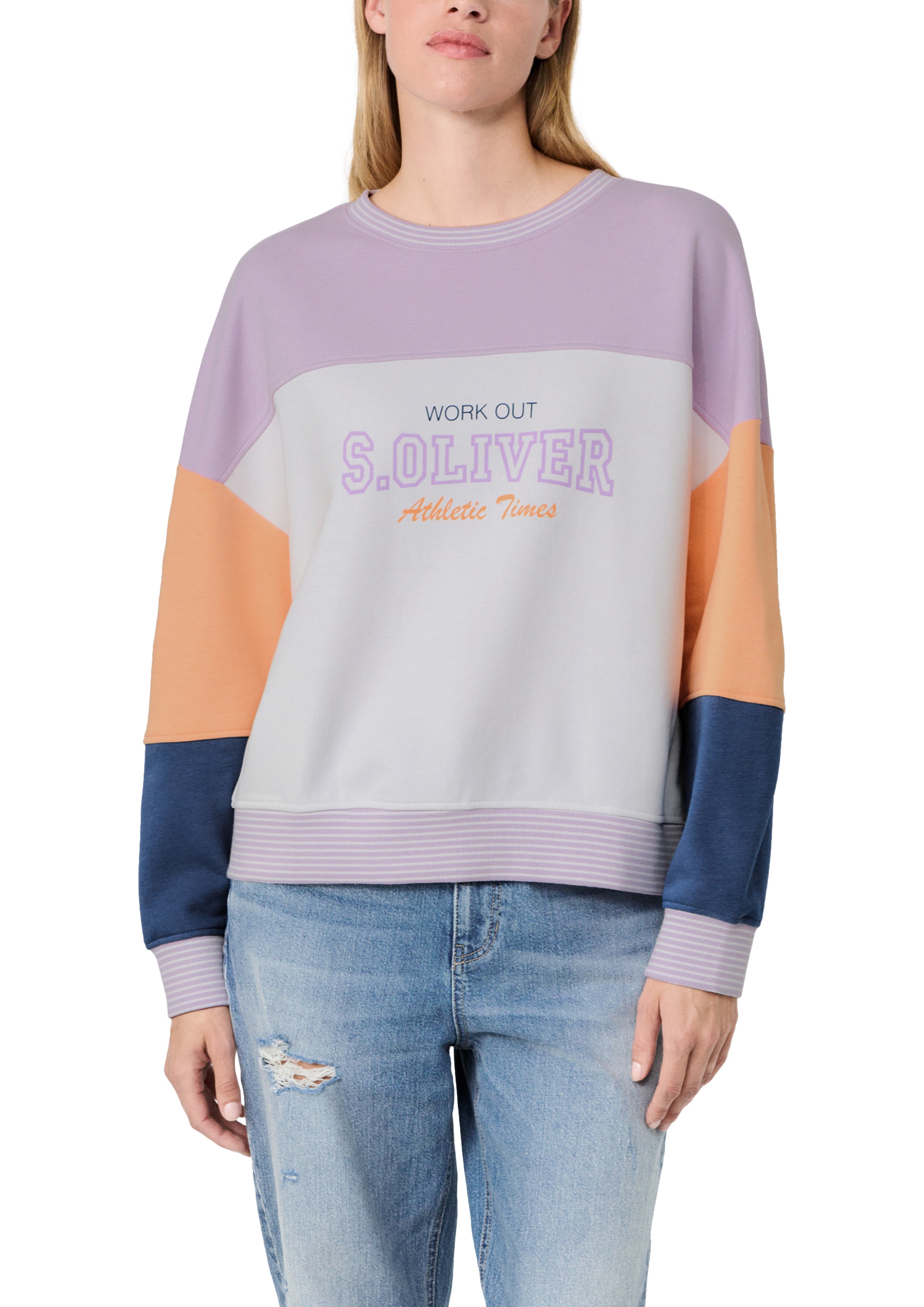 s.Oliver Sweater »s.Oliver X Heidi Klum Sweatshirt Color Block«, im Colorblocking-Look und mit Logoprint
