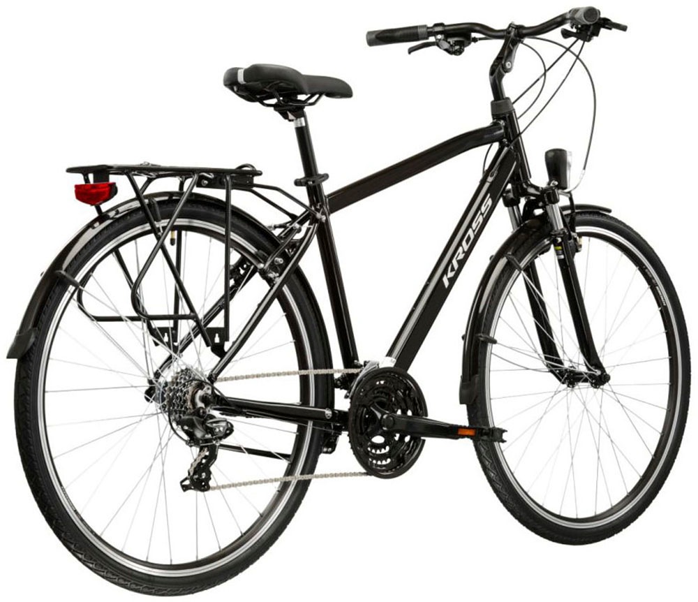 Kross Trekkingrad »Herren-Trekkingrad 28" Trans 1.0 Schwarz 21 Gänge« 21 Gang Shimano TOURNEY TY300 Schaltwerk Kettenschaltung