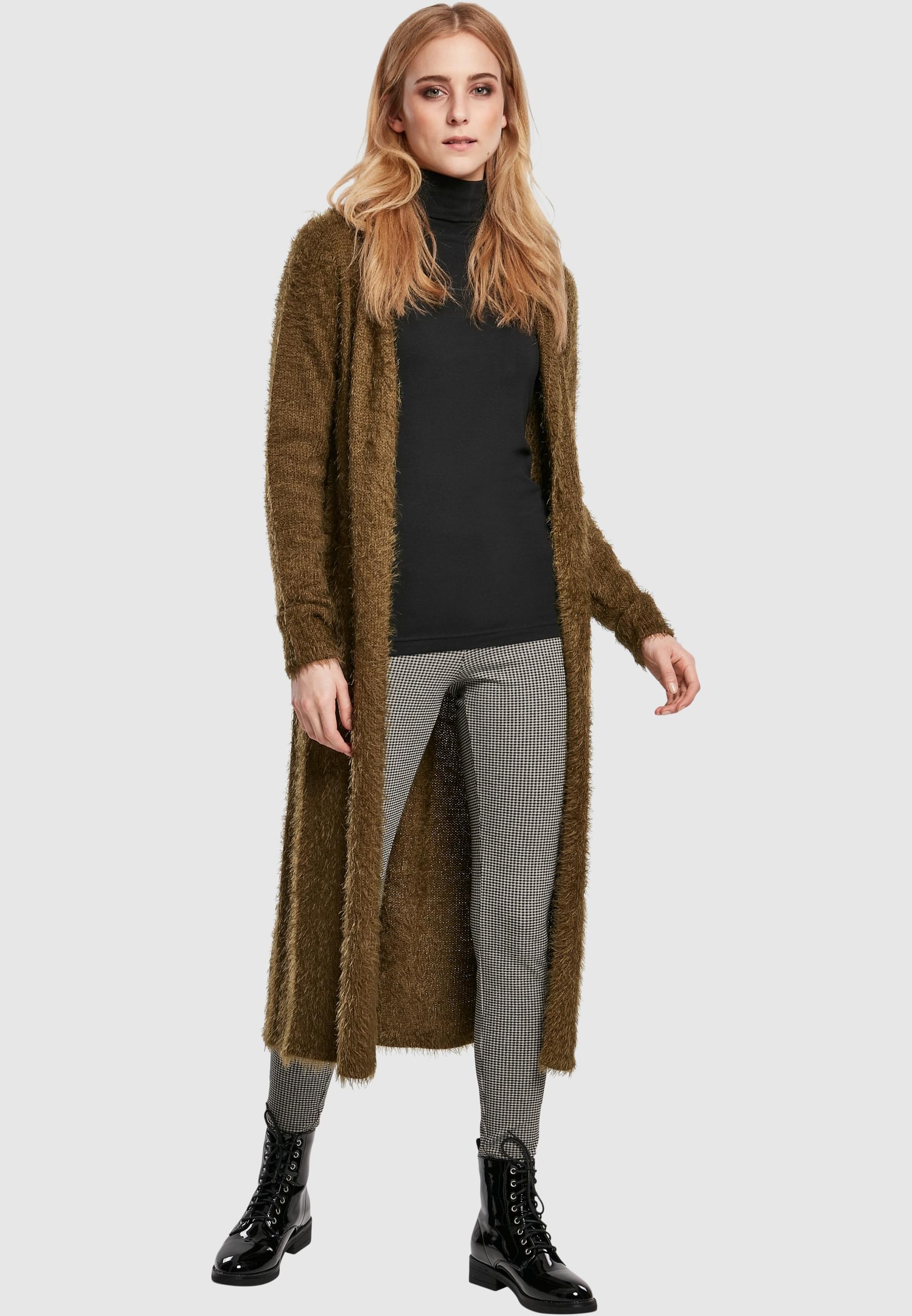 URBAN CLASSICS Strickjacke »Urban Classics Damen Ladies Hooded Feather Cardigan«