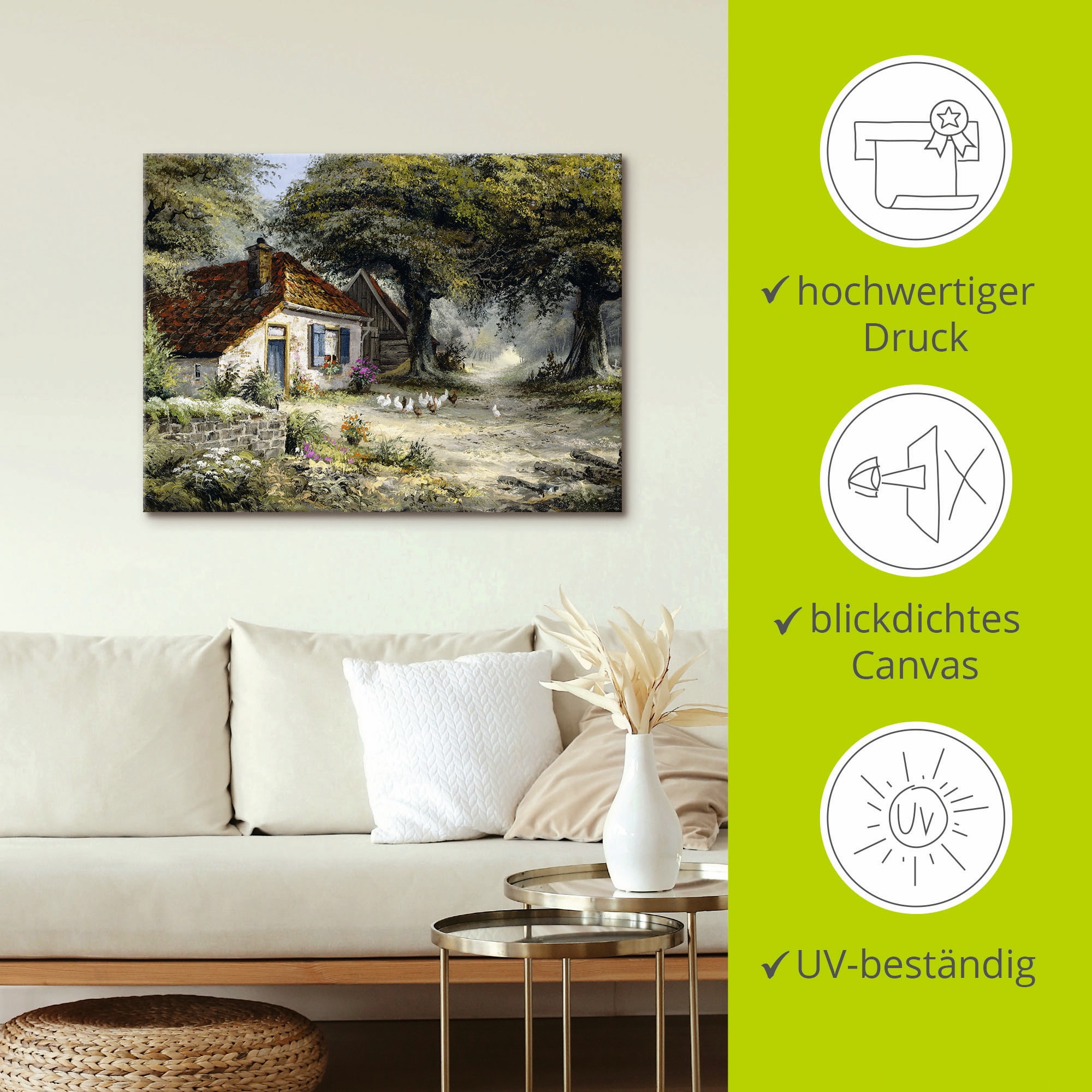 Artland Wandbild »Märchenhaftes Ferienhaus«, Garten, (1 St.), als Leinwandbild, Poster in verschied. Größen