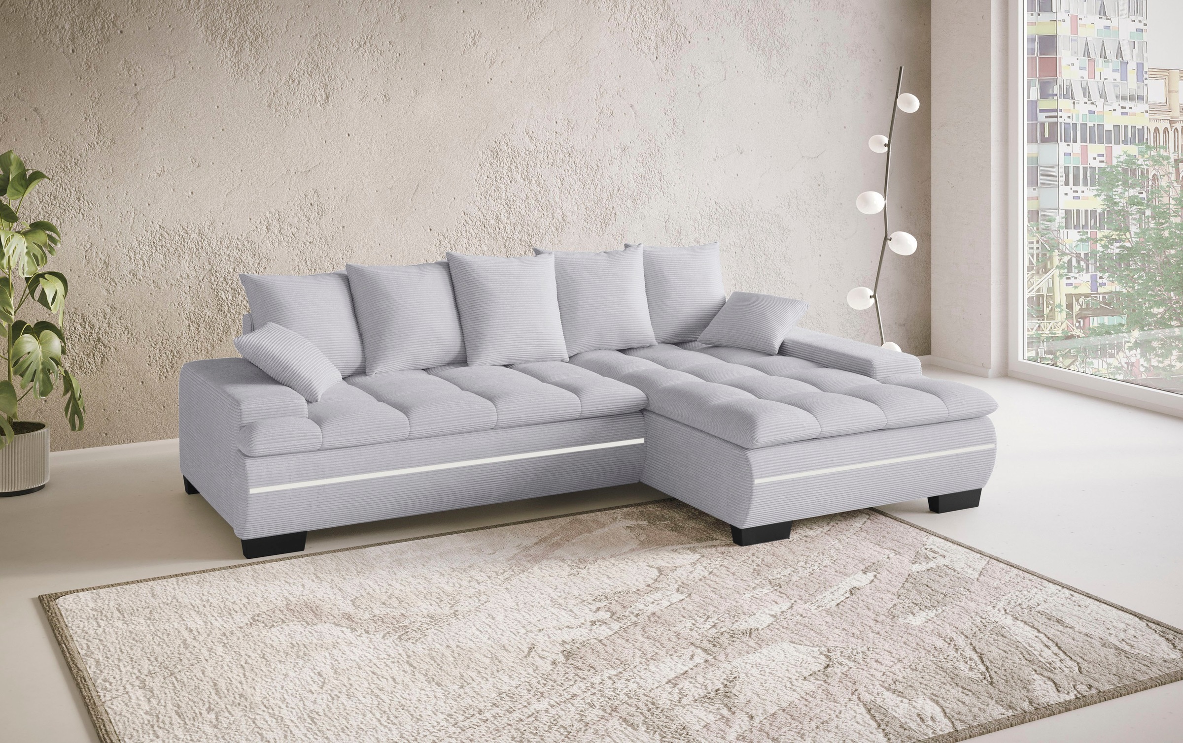 Mr. Couch Ecksofa »Haiti II, L-Form«, RGB-LED Beleuchtung, wahlweise mit Kaltschaum, Bett, Bettkasten