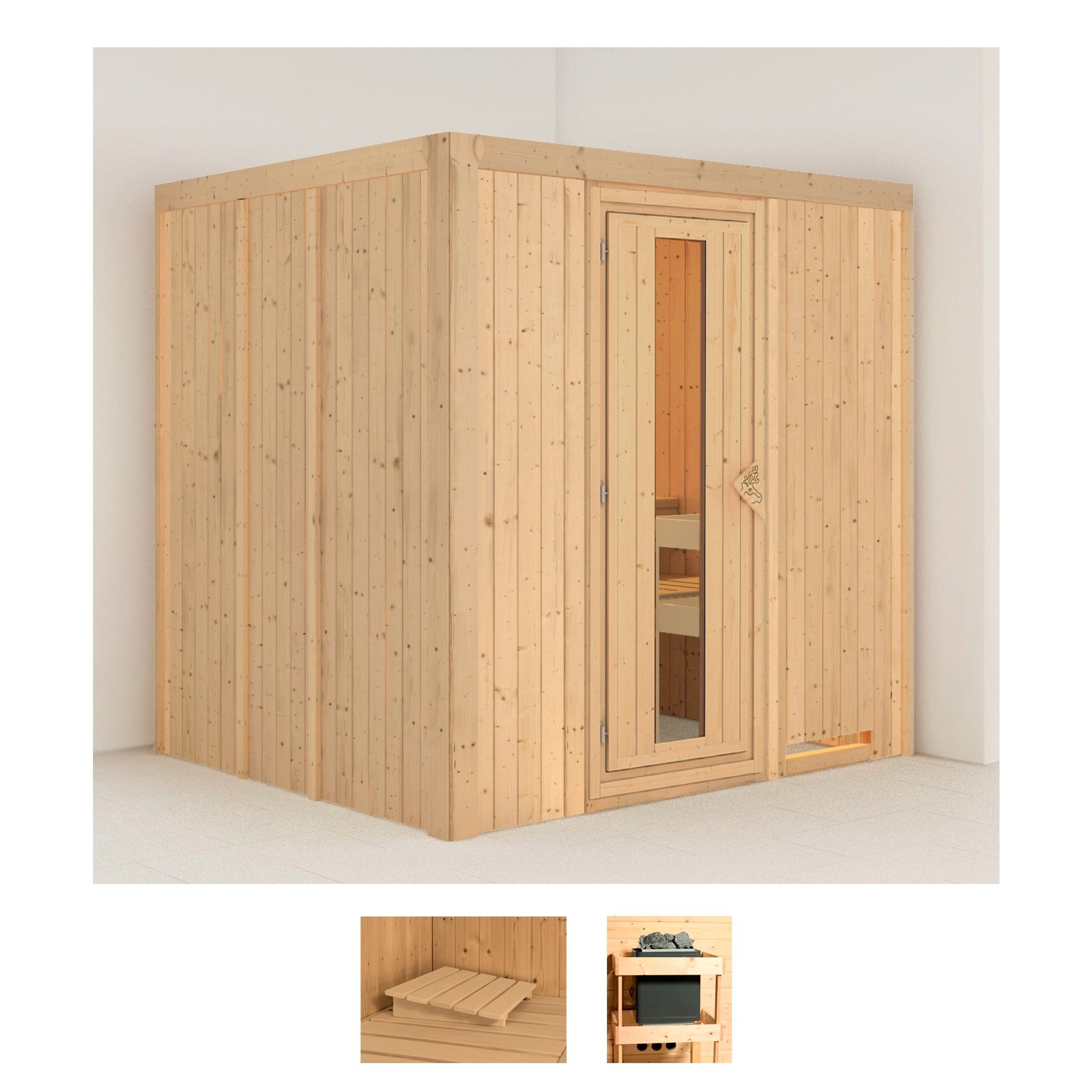 KARIBU Sauna "Dima", ohne Ofen, (ohne Ofen), beige, Saunen, ohne Ofen