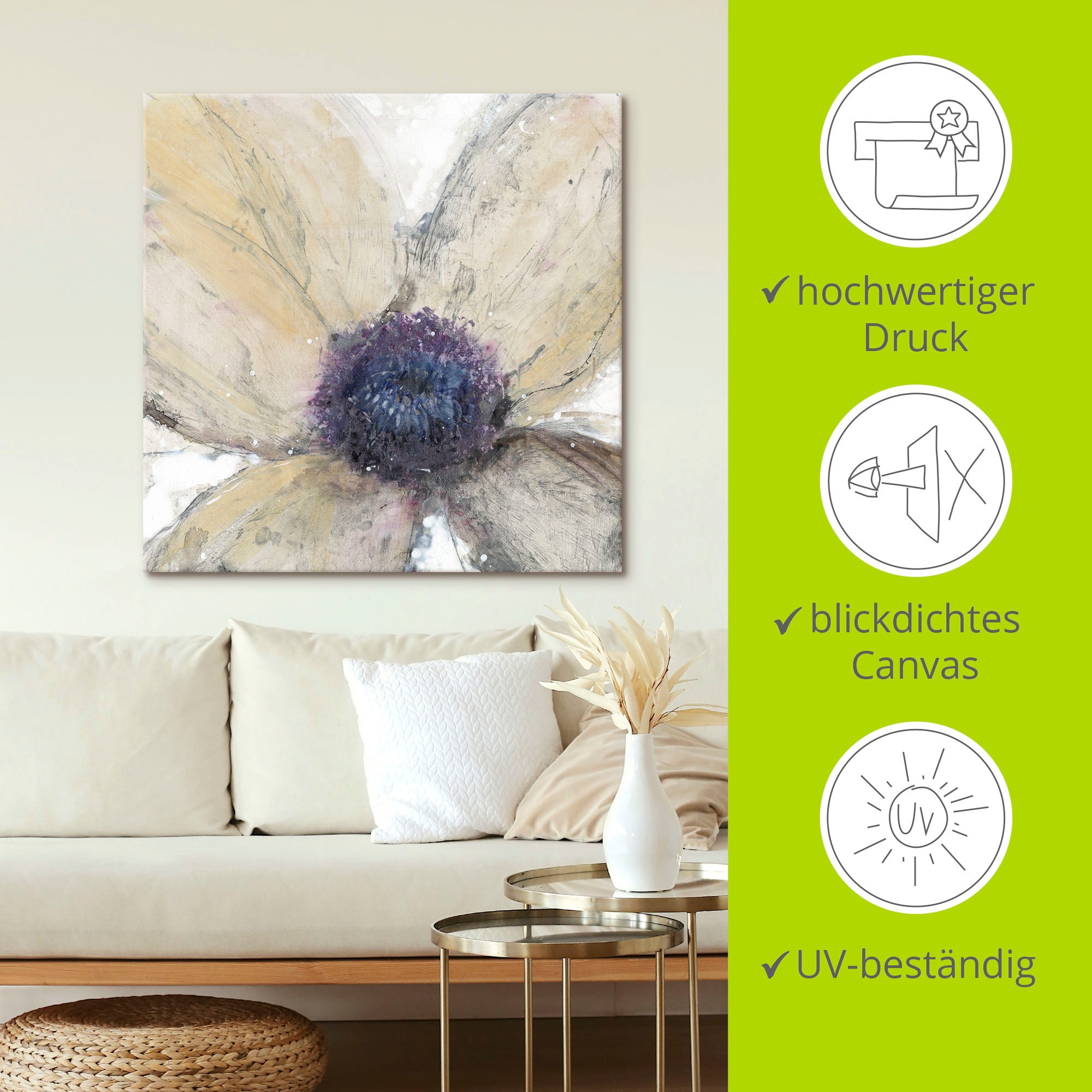 Artland Leinwandbild »Blumenfluss I« Blumen 1 Stk. tlg. auf Holzrahmen gespannt