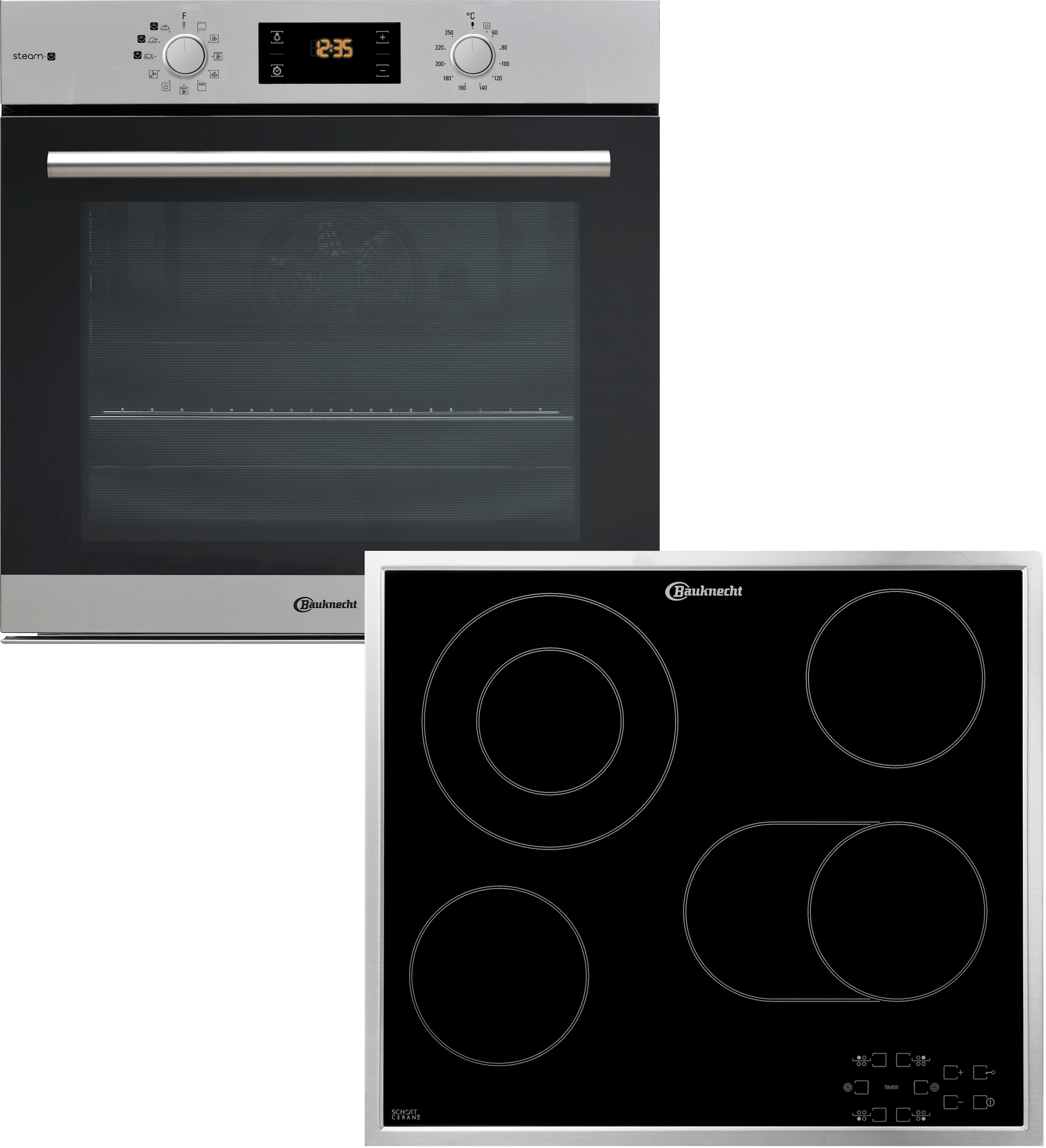 BAUKNECHT Backofen-Set »BAKO 700 STEAM«, mit 2-fach-Teleskopauszug, Dampffunktion,...