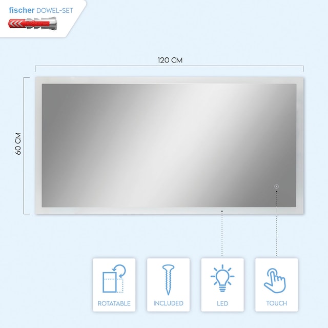 Paco Home Wandleuchte »BECKY«, Beleuchteter Spiegel LED Backlight Touch-Schalter  Wandspiegel 4000 K | BAUR