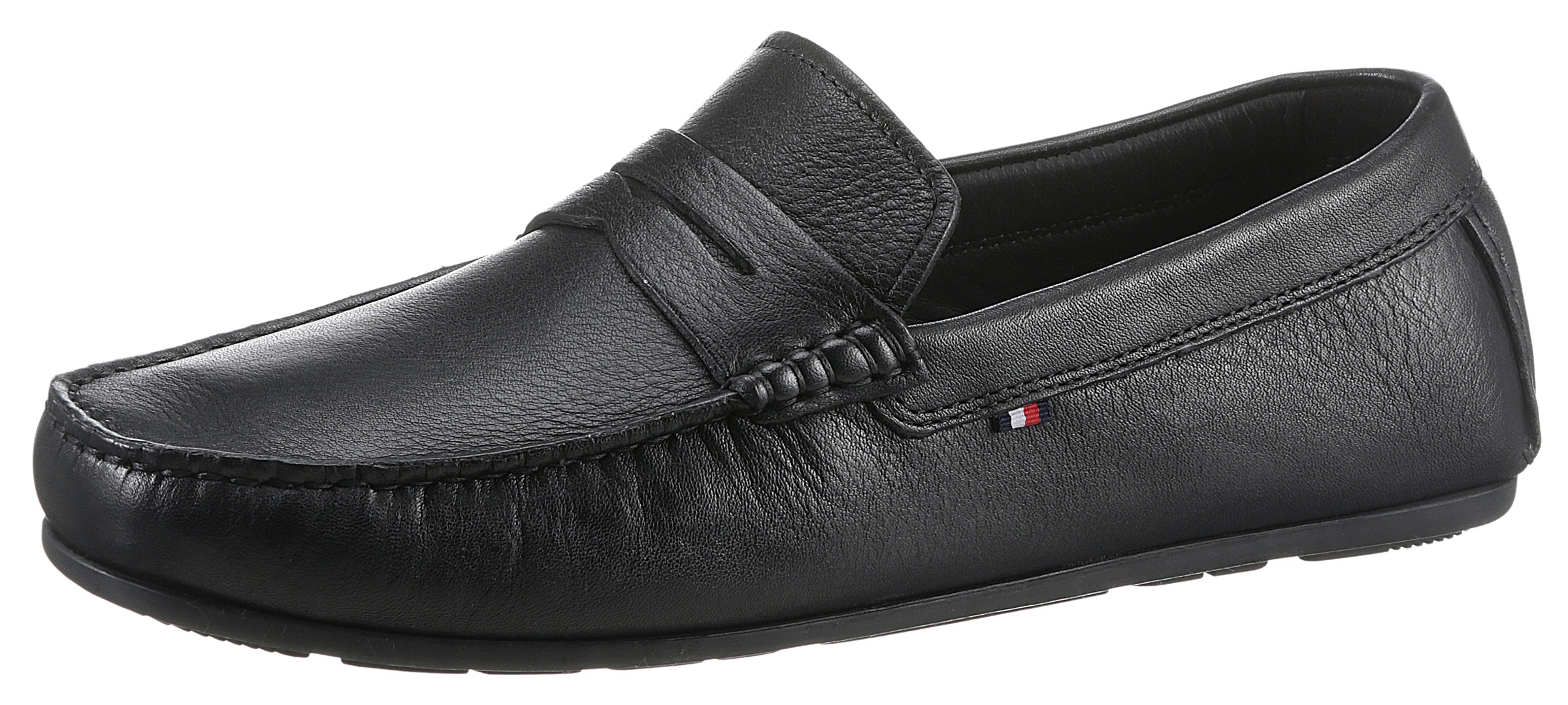 Tommy Hilfiger Slipper »CASUAL HILFIGER LEATHER DRIVER« mit Zierriegel und Logoflag Weite E (schmal)