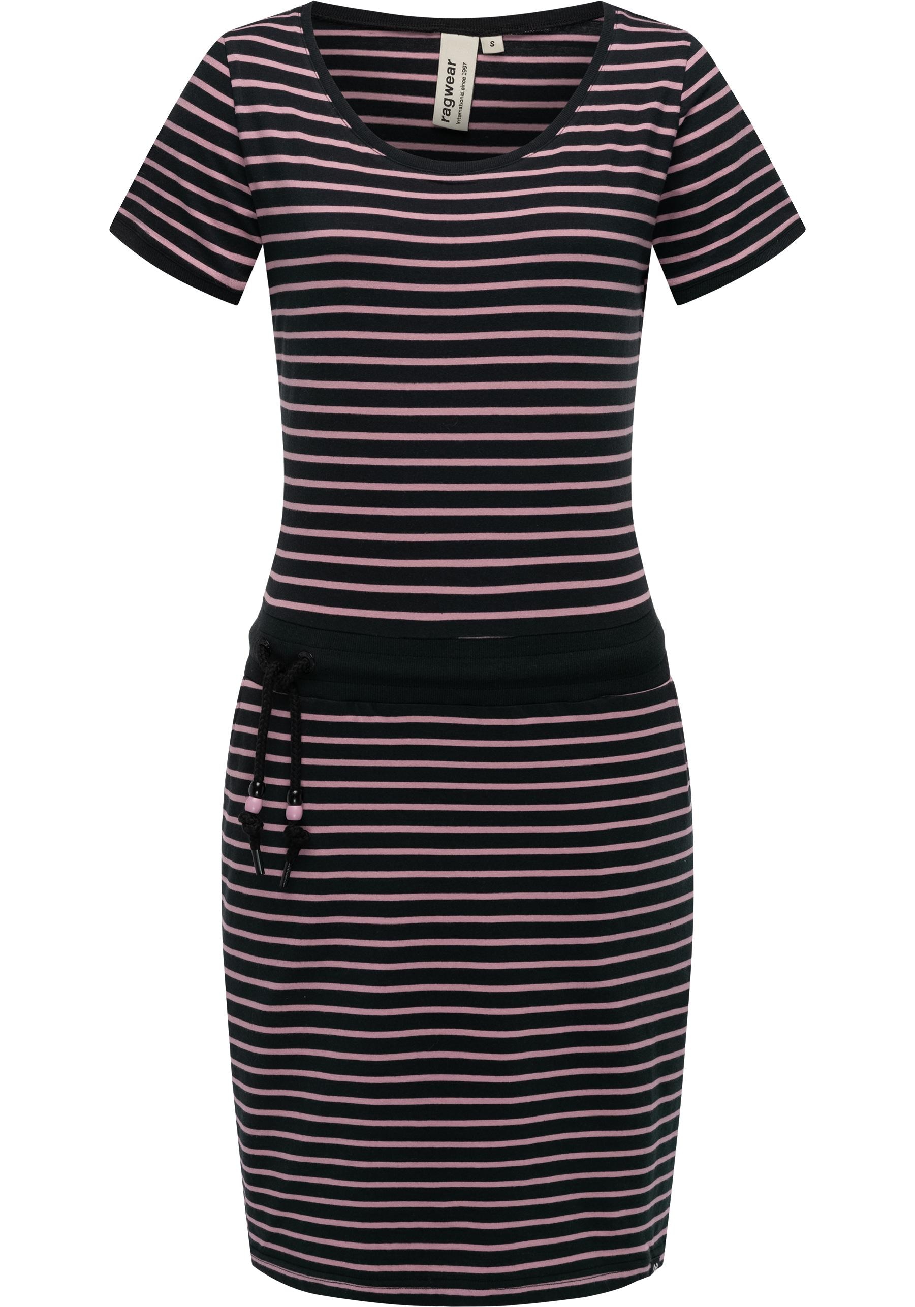 Ragwear Sommerkleid "Baomi" Eingrifftaschen gestreiftes Damen Minikleid mit Taillenkordel und Taschen
