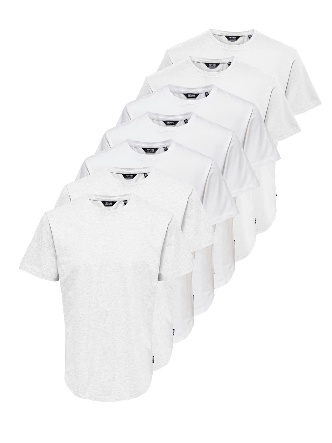 ONLY & SONS Rundhalsshirt "ONSMATT LONGY SS TEE 7-PACK" Packung, 7 Baumwolle, relaxed fit, lang geschnitten