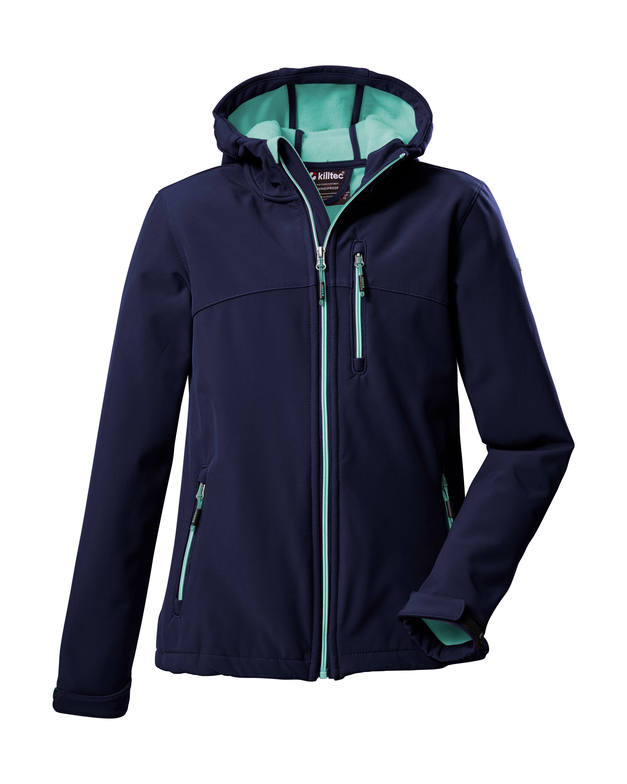 KILLTEC Mädchen Softshelljacke "Girls Softshelljacke", blau, Gr. 140, Oberseite: 100% Polyester;Rückseite: 100% Polyester;Futter: 100% Polyester,