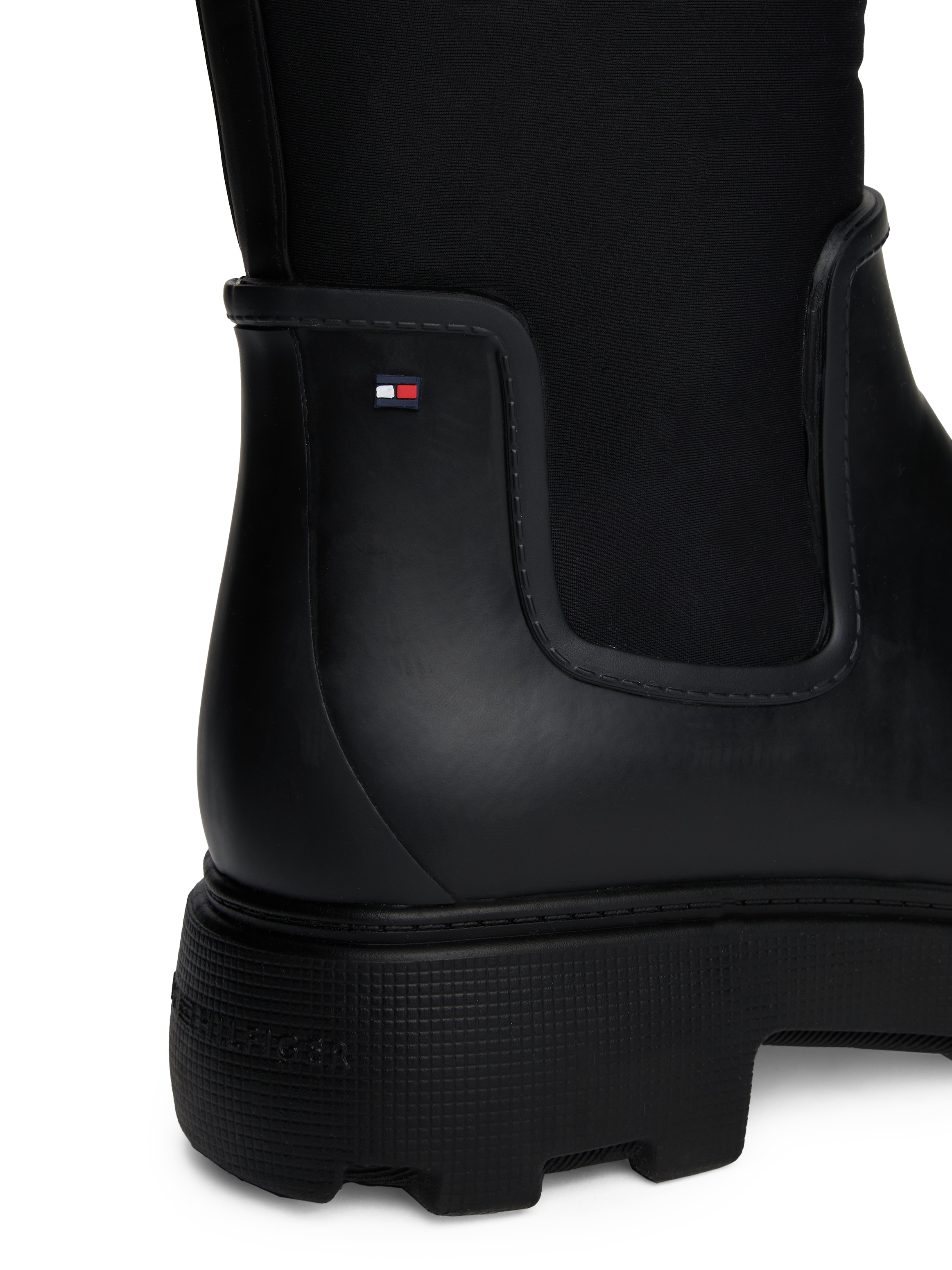 Tommy Hilfiger Gummistiefel »FLAG LONG RAINBOOT WARM LINING«, Blockabsatz, Langschaftstiefel mit elastischem Schaft