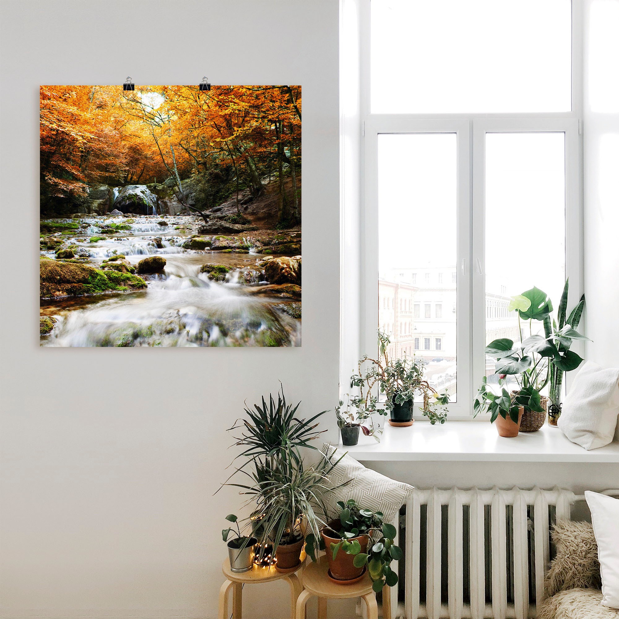Artland Wandbild »Herbstlicher Wasserfall«, Gewässer, (1 St.), als Poster, Wandaufkleber in verschied. Größen
