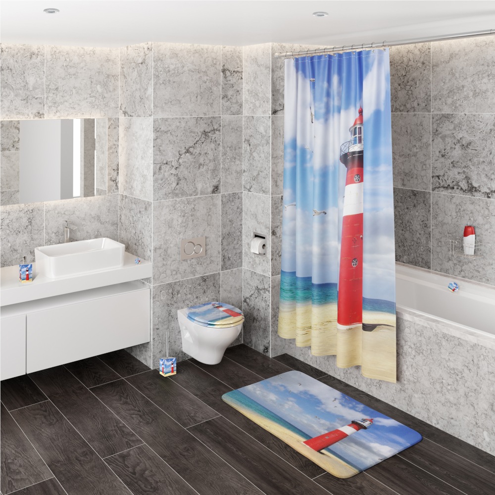 Sanilo Badaccessoire-Set "Leuchtturm" WC-Sitz, Badteppich, Stöpsel, Seifens günstig online kaufen