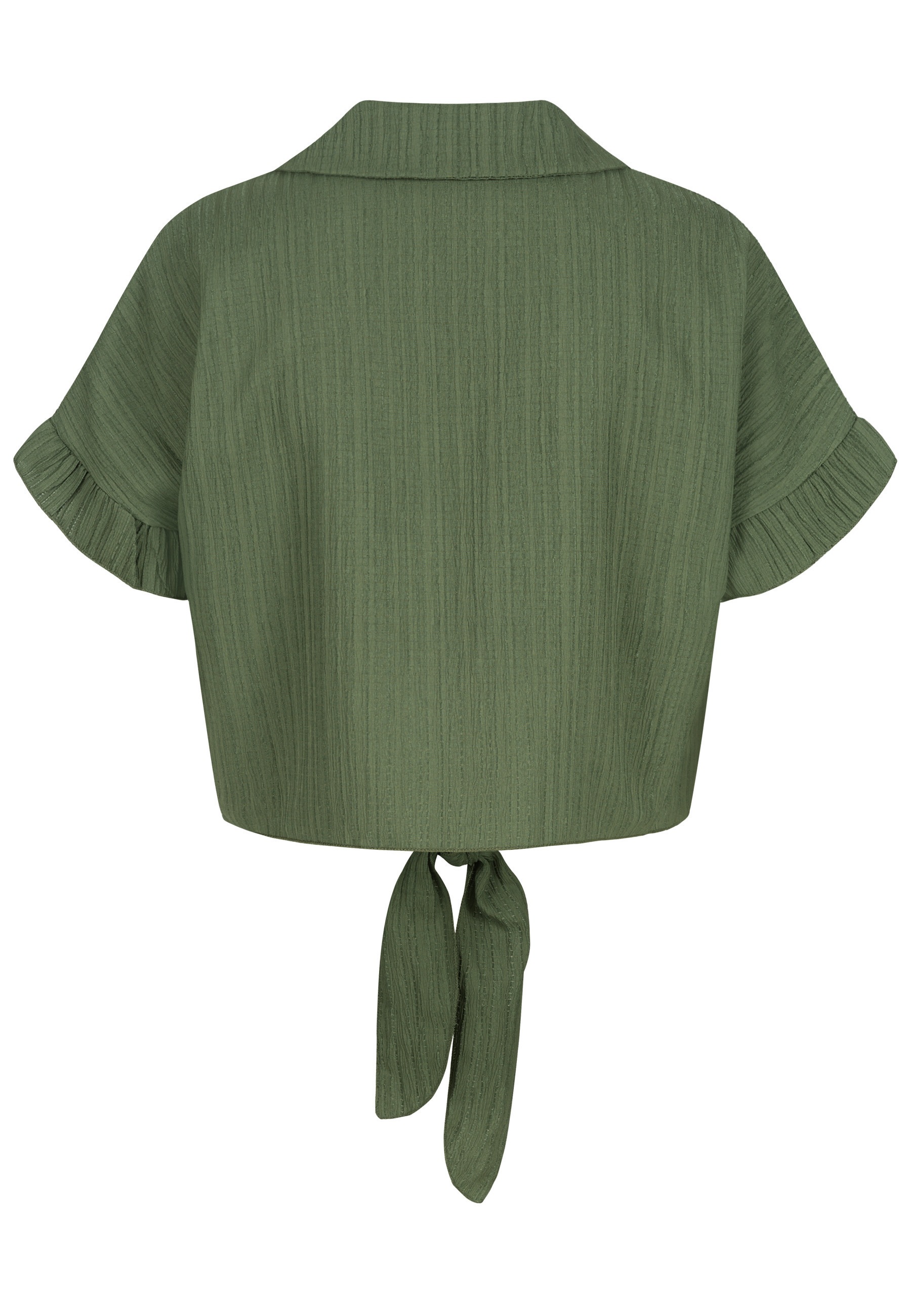 CLOUD 5IVE Klassische Bluse »CLOUD 5IVE Crop Bluse mit Knopfleiste und Knoten«