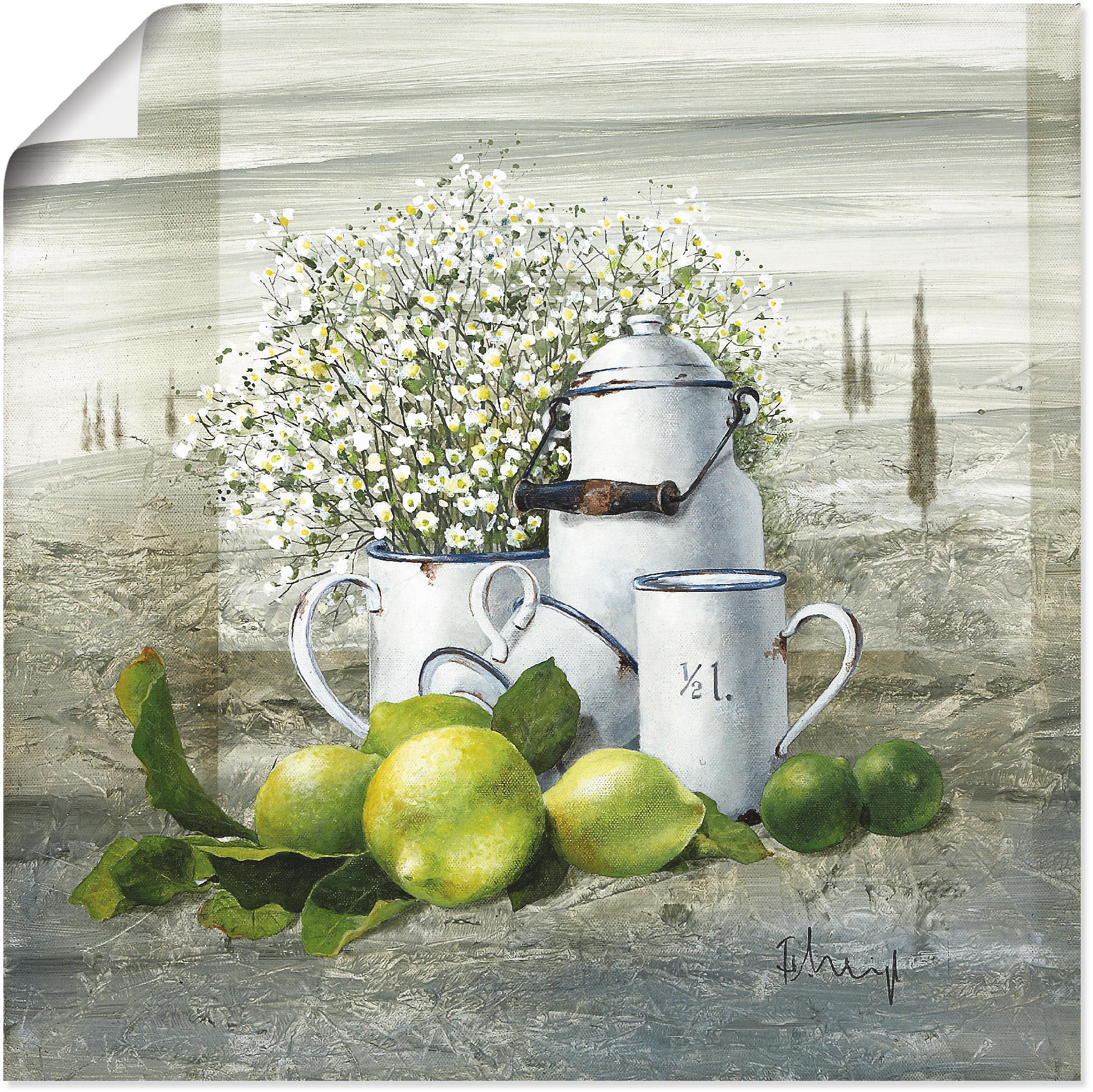 Artland Wandbild "Stillleben mit Milchkanne" Arrangements 1 Stk. tlg. als Leinwandbild, Poster in verschied. Größen
