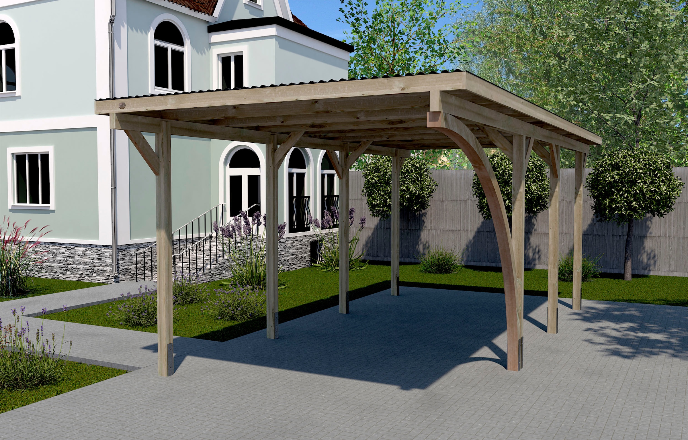 weka Einzelcarport »606 A Gr.2«, Holz, 250 cm, braun, mit Rundbogen