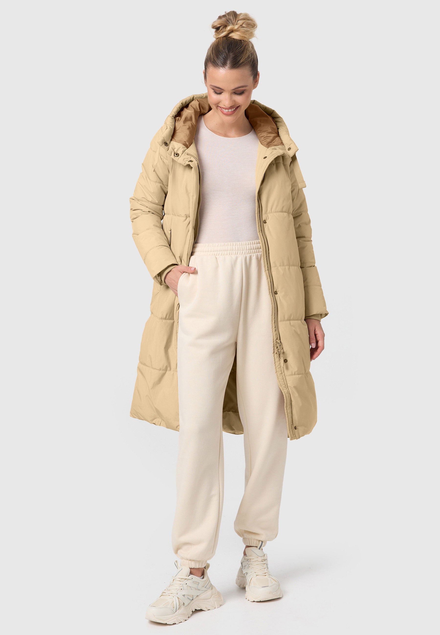 Marikoo Winterjacke »Soranaa«, langer Winter Mantel mit Kapuze