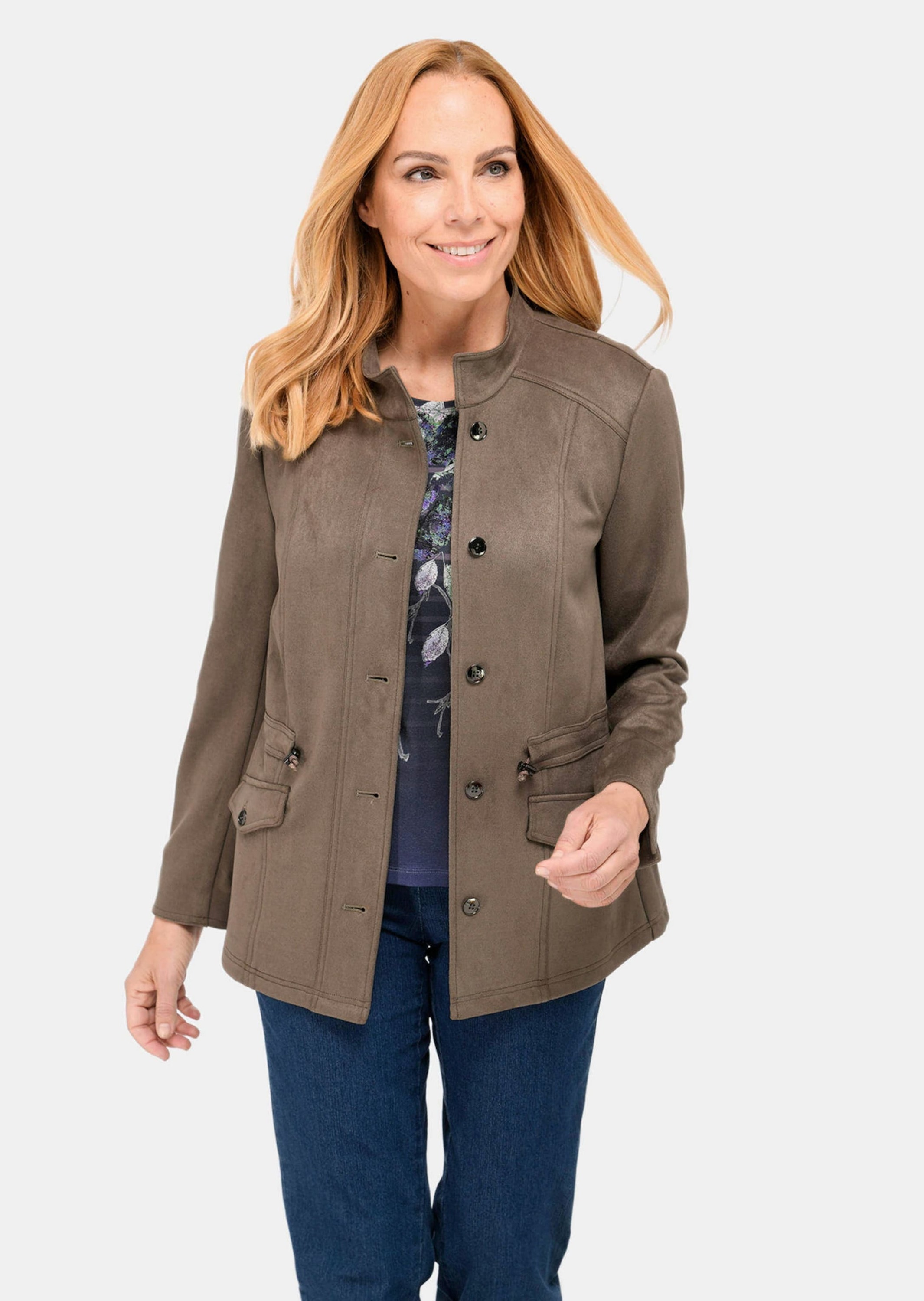 GOLDNER Jackenblazer "Blazer in weicher Velourslederoptik" Ohne günstig online kaufen