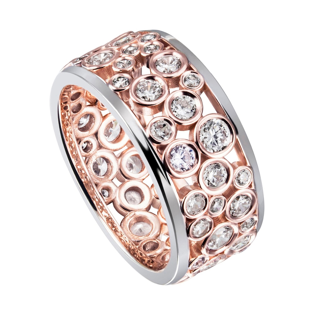 JOBO Fingerring »Ringmit 55 Zirkonia« 925 Silber bicolor vergoldet JOBO Fingerring »Ringmit 55 Zirkonia« 925 Silber bicolor vergoldet