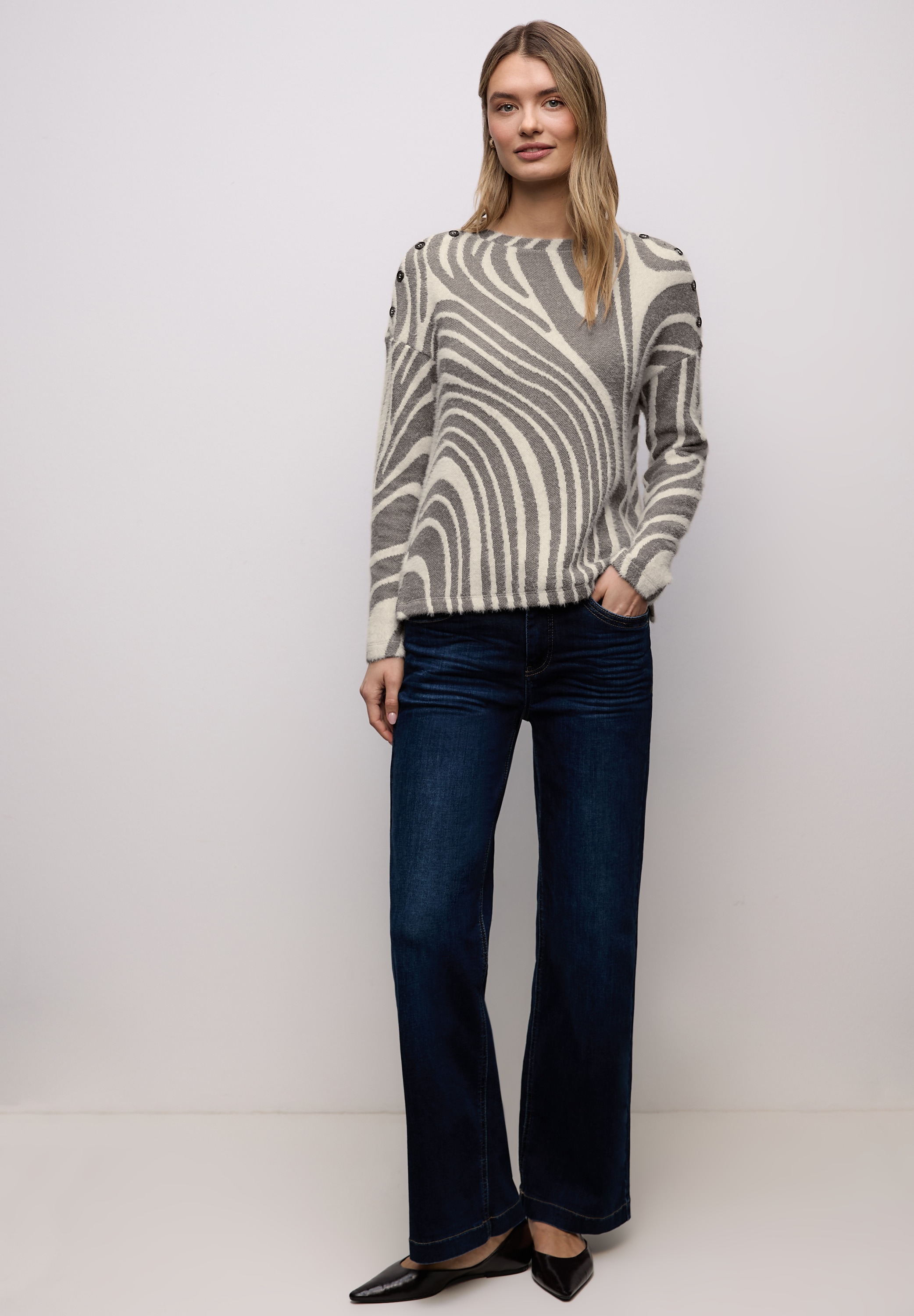 STREET ONE Langarmshirt Jacquard