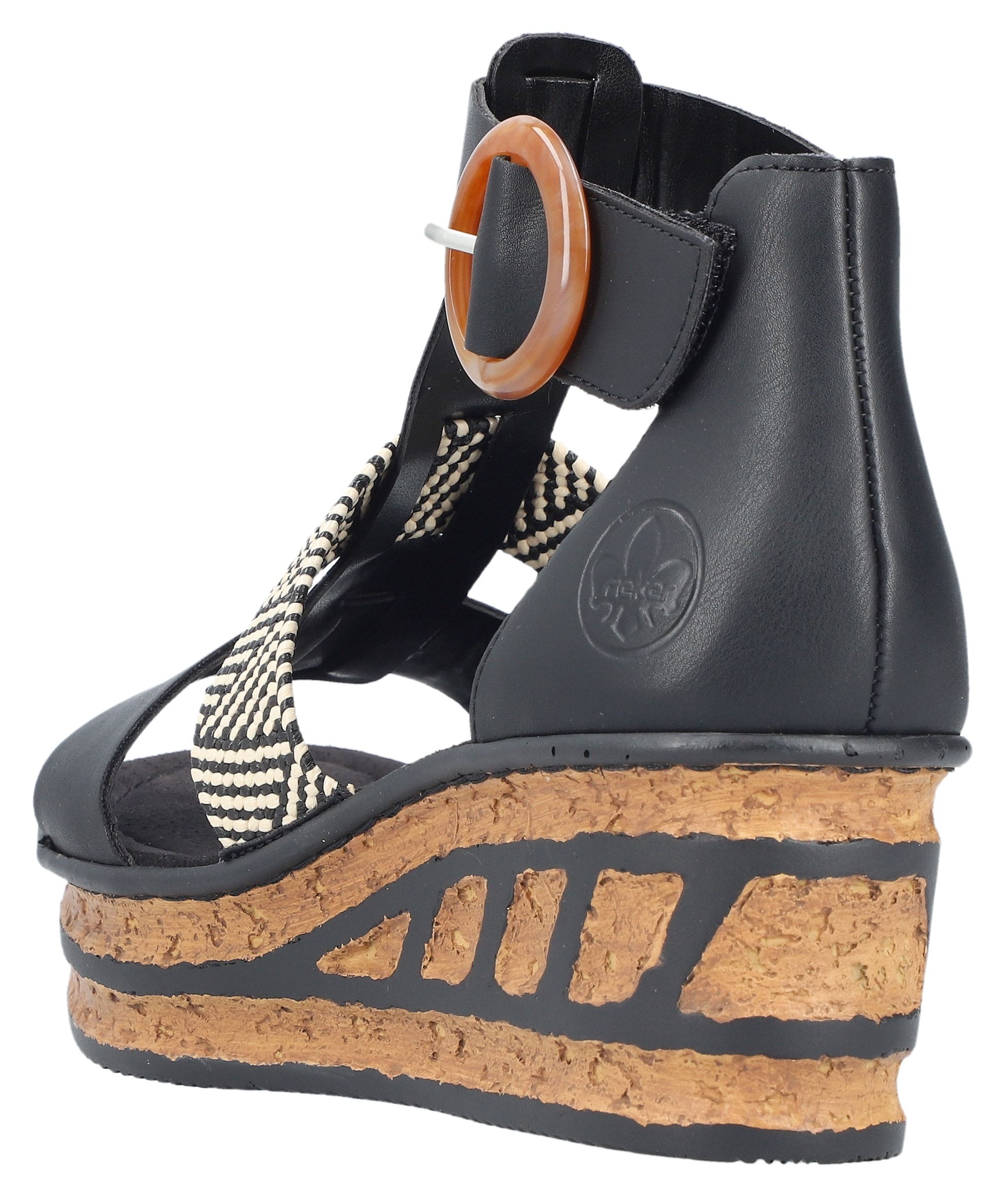 Rieker Keilsandalette, Sommerschuh, Plateausandalette, Sandale mit modischem 6 cm Keilabsatz