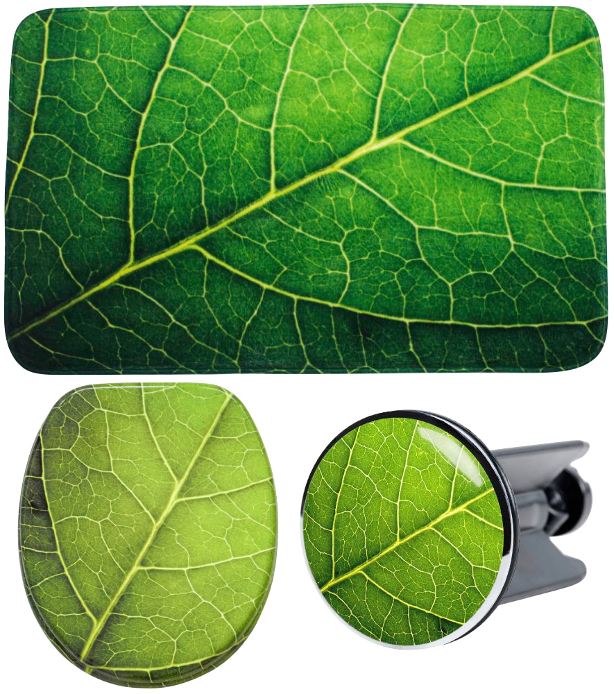 Sanilo Badaccessoire-Set "Blatt" bestehend aus WC-Sitz, Badteppich und Wasc günstig online kaufen