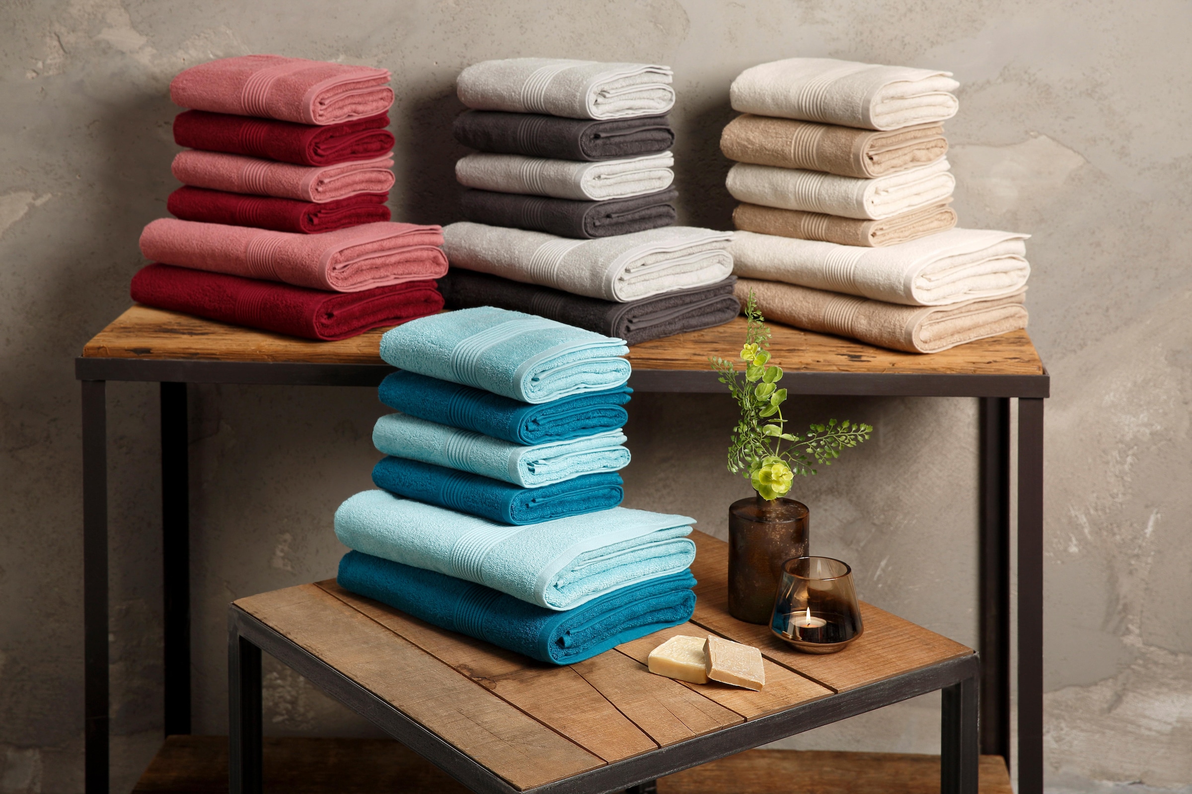 my home Handtuch Set »Anna«, Baumwolle 100% Walkfrottee, Handtücher aus Set, | BAUR gestreifte 6 Handtuch-Set, kaufen Bordüre, tlg