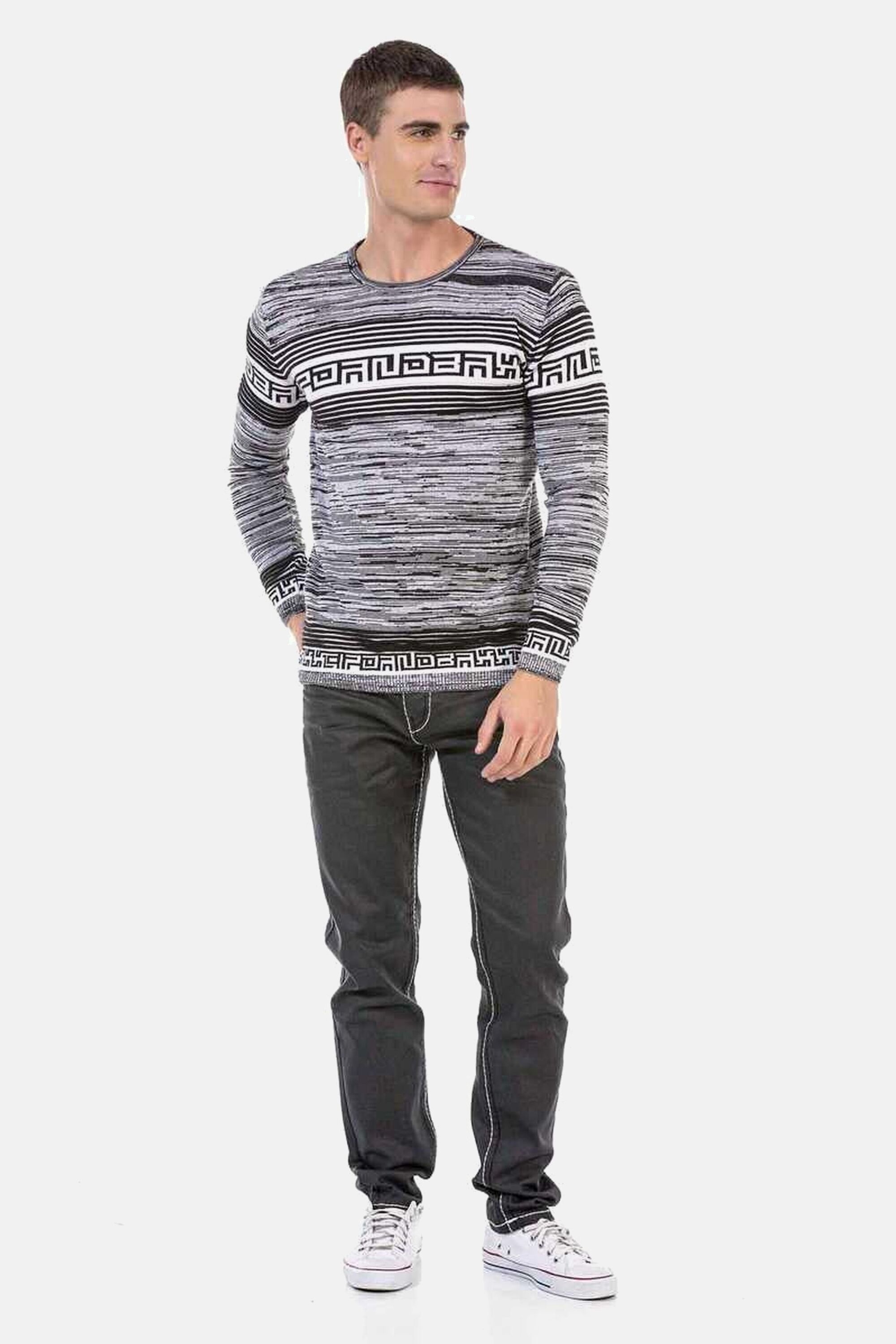Cipo & Baxx Rundhalspullover »Pullover«, in Melange Strick, CP244