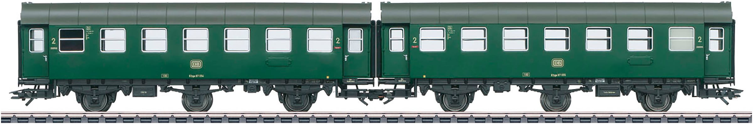 MÄRKLIN Kinder Personenwagen "Märklin Personenwagen-Paar - 43186", grün, Kunststoff, Metall, B:3,5cm H:5cm L:30,5cm, Modelleisenbahn-Fahrzeuge, Made