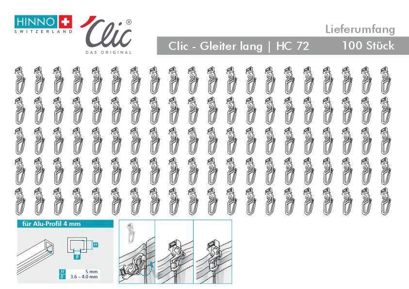 HINNO Klick-Gleiter »hinno-clic HC72«, (100 St.), HINNO Clic-Gleiter
