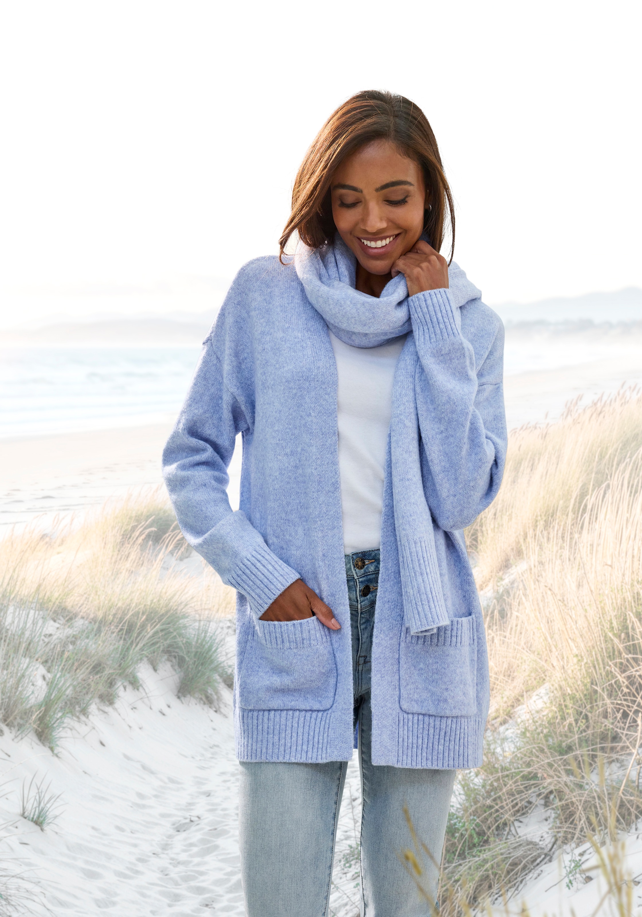 Vivance Strickjacke Set, mit Schal, aus kuscheliger Strickqualität, Cardiga günstig online kaufen