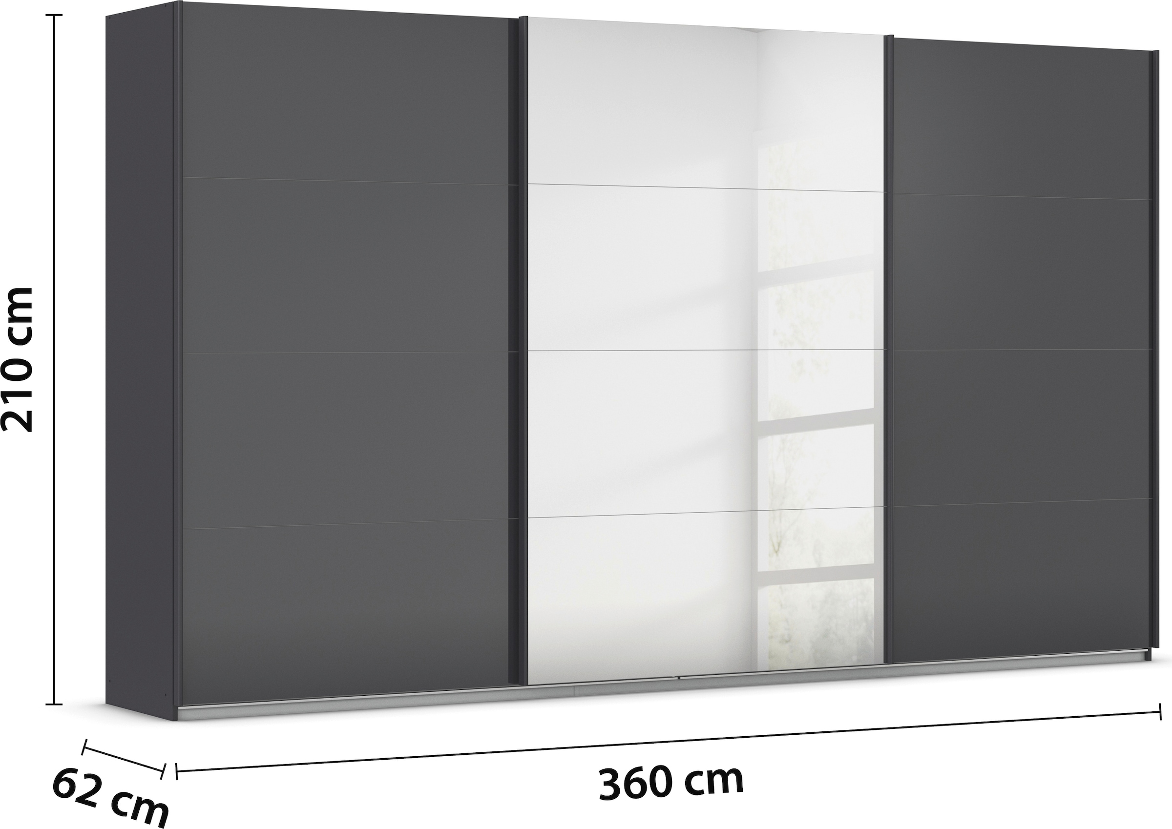 rauch Schwebetürenschrank »Kleiderschrank Kleiderschränke Schrank Garderobe AGORDO mit Glasfront«, durchdachte Innenausstattung, in 4 Breiten und 2 Höhen MADE IN GERMANY