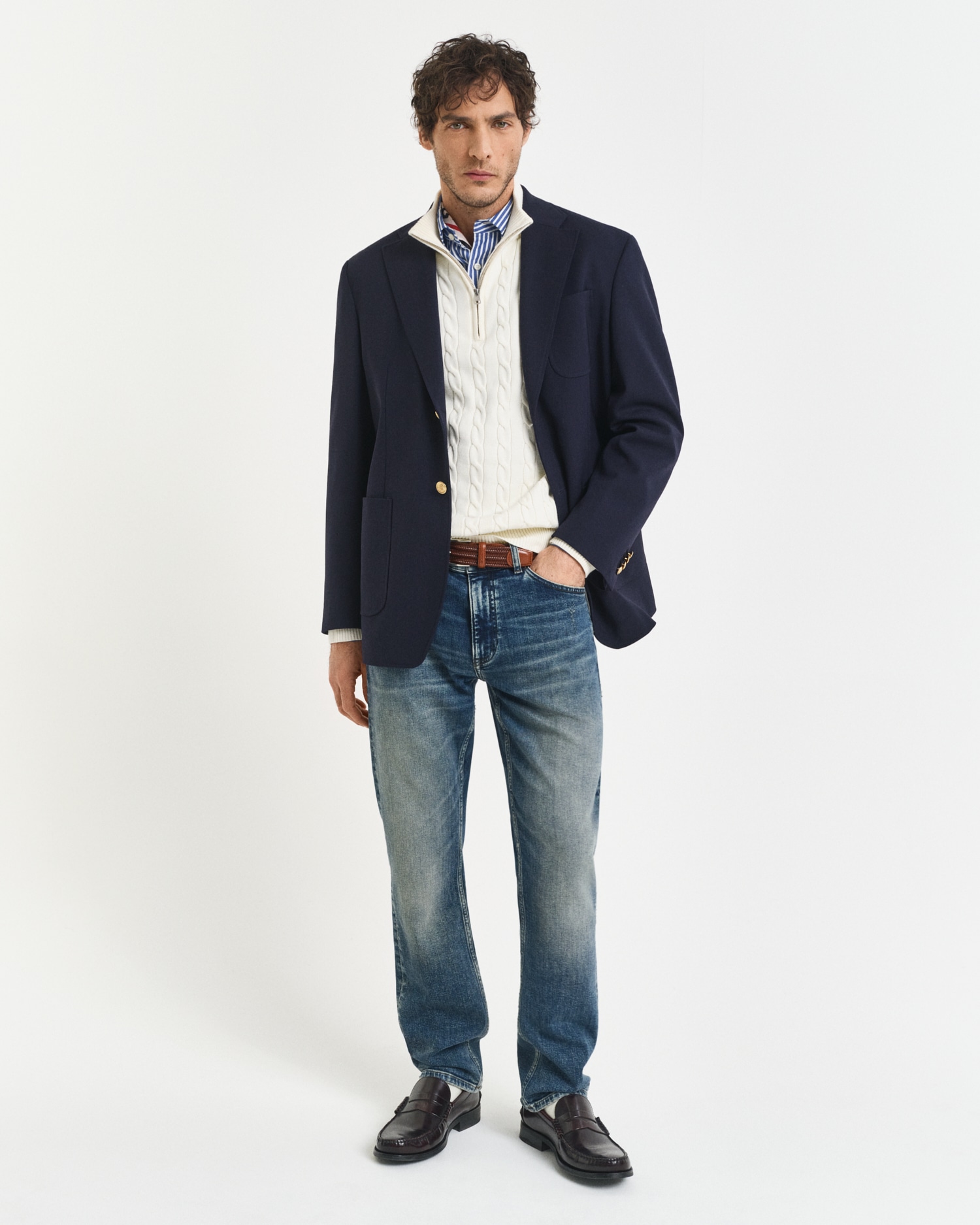 Gant Strickpullover »COTTON CABLE HALF ZIP«, Mit Rundhalsausschnitt