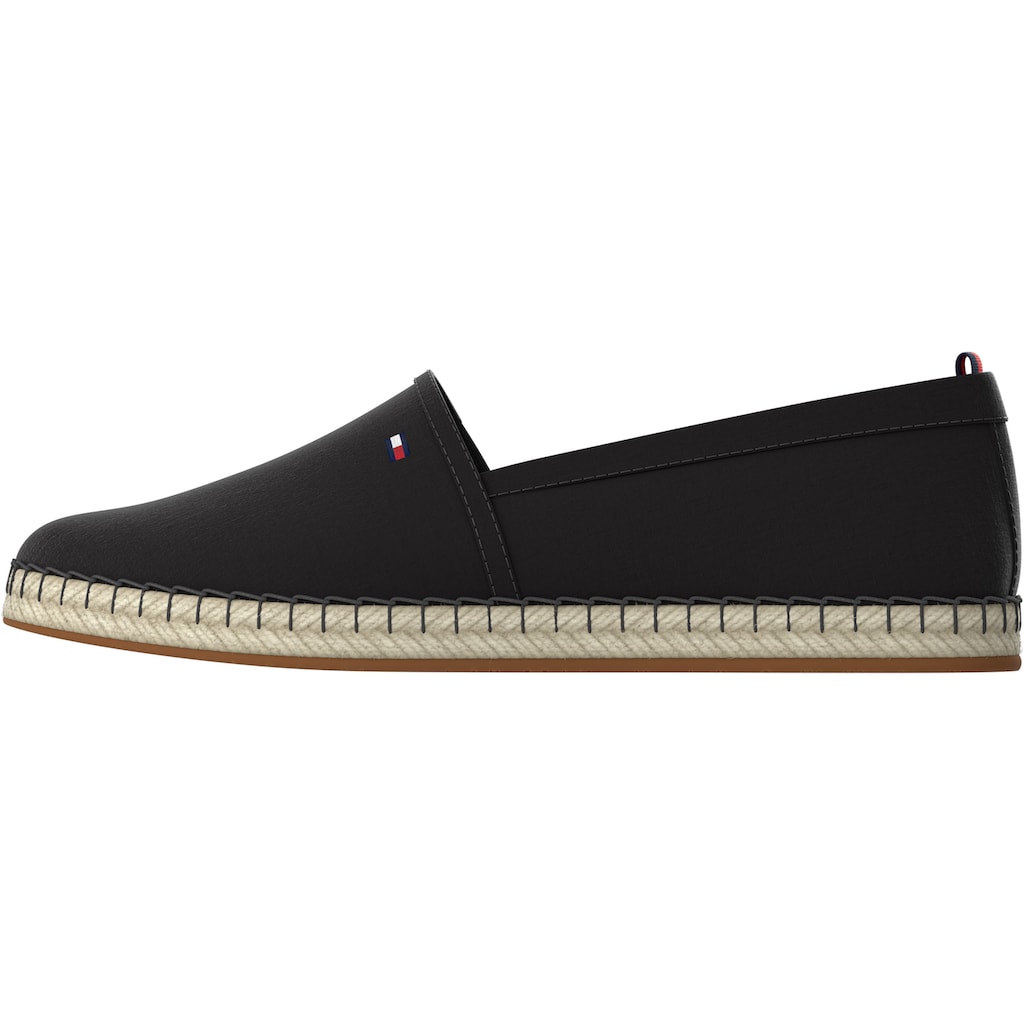 Tommy Hilfiger Espadrille »BASIC TOMMY FLAT ESPADRILLE«, Sommerschuh, Slides, Loafer mit gesticktem Logoflag