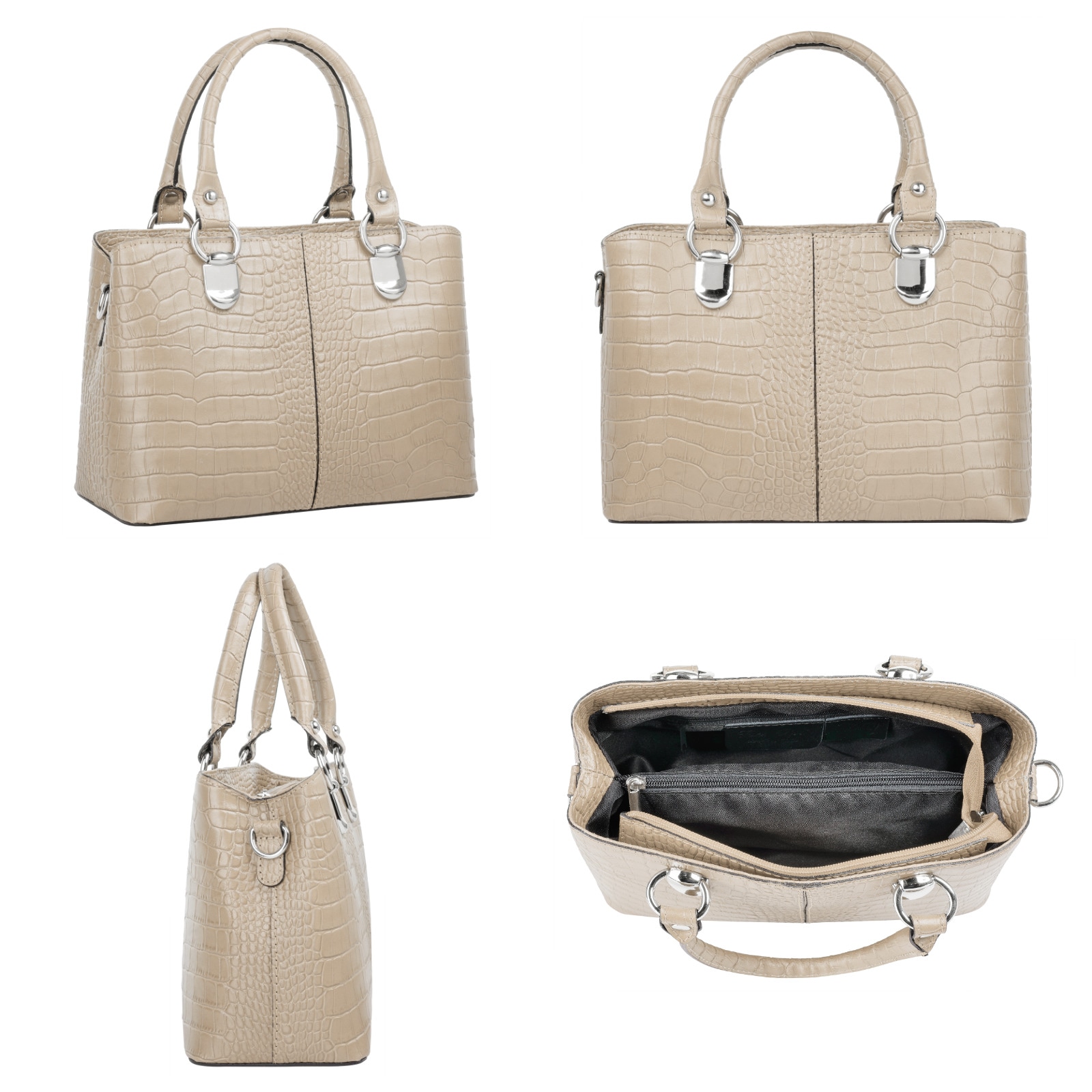 Cluty Umhängetasche, echt Leder, Made in Italy