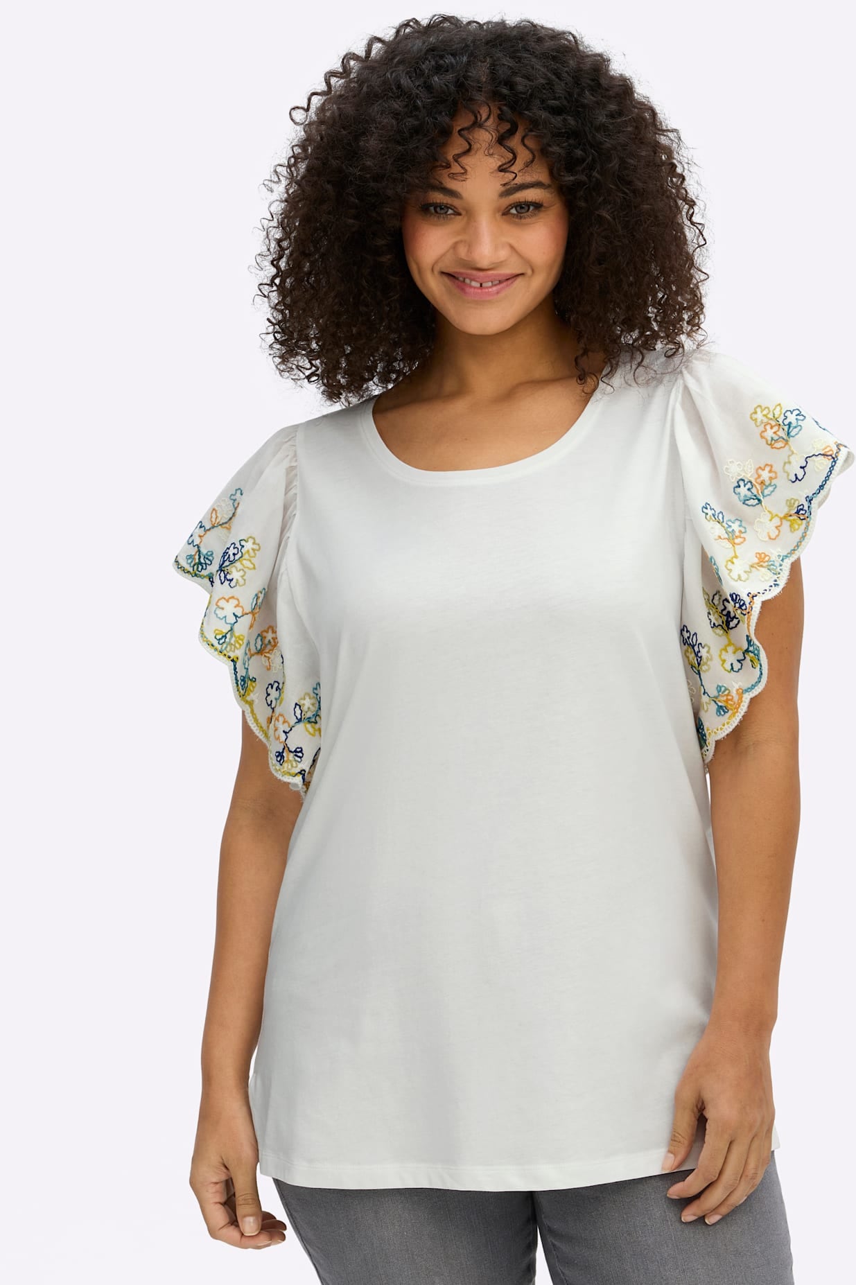 Sheego Rundhalsshirt "Halbarmshirt" 1