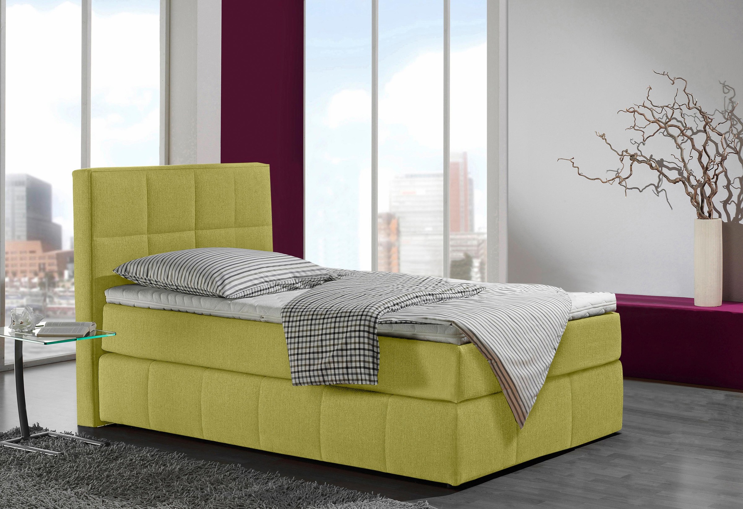 INOSIGN Boxspringbett »Casano«, mit feiner Steppung, in 3 Matratzenarten, 2 Härtegraden und 5 Farben