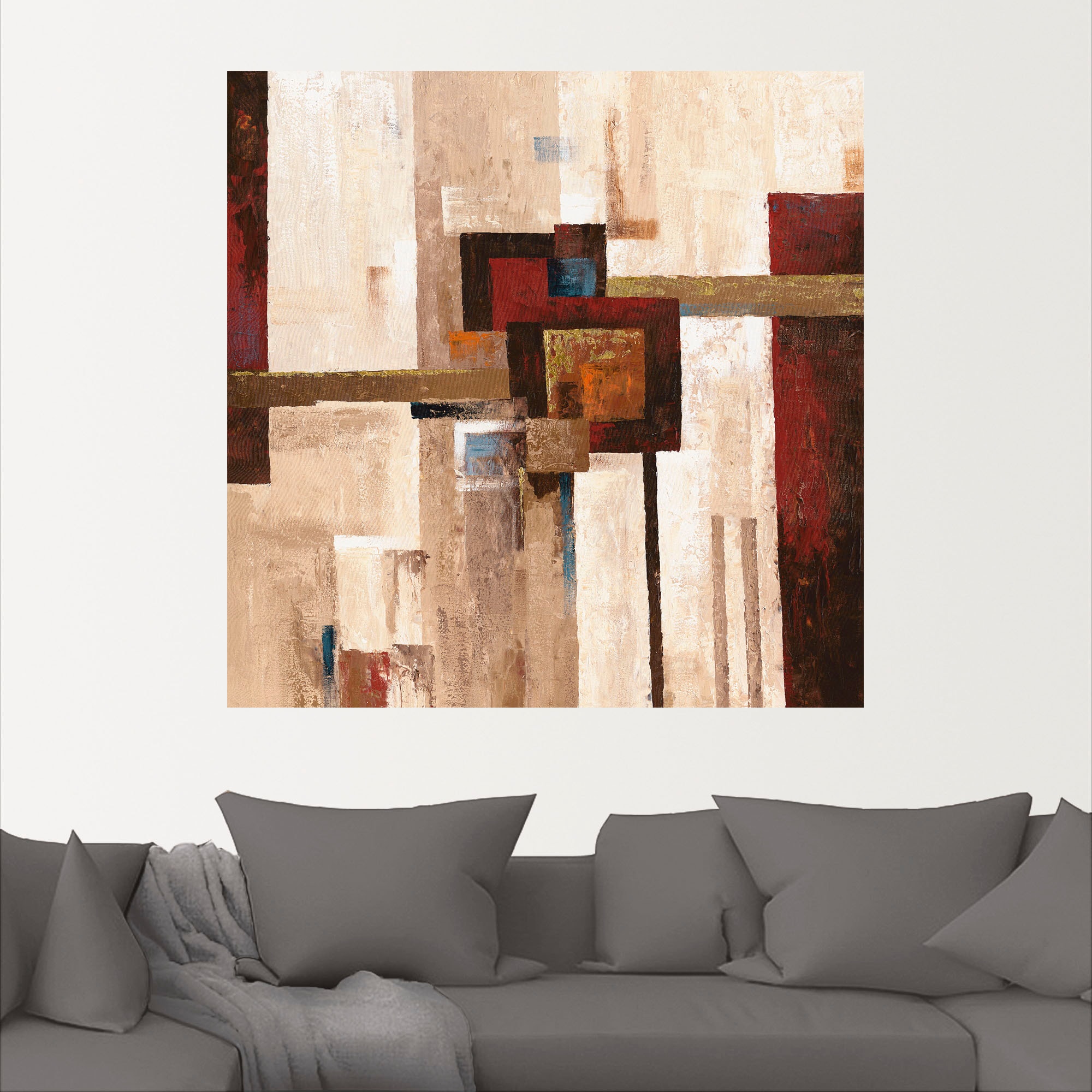Artland Leinwandbild »Rote und braune Vierecke II«, Muster, (1 St.), auf Keilrahmen gespannt