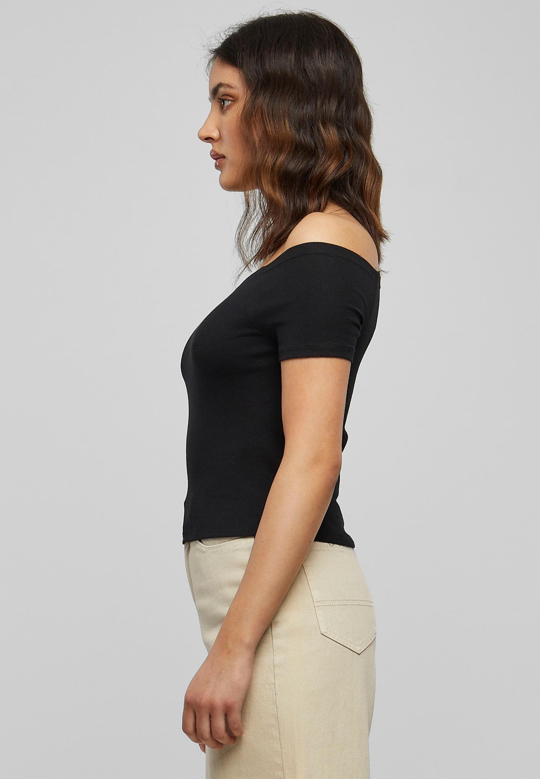 URBAN CLASSICS T-Shirt »Urban Classics Damen Ladies Off Shoulder Rib Tee«, (1 tlg.)