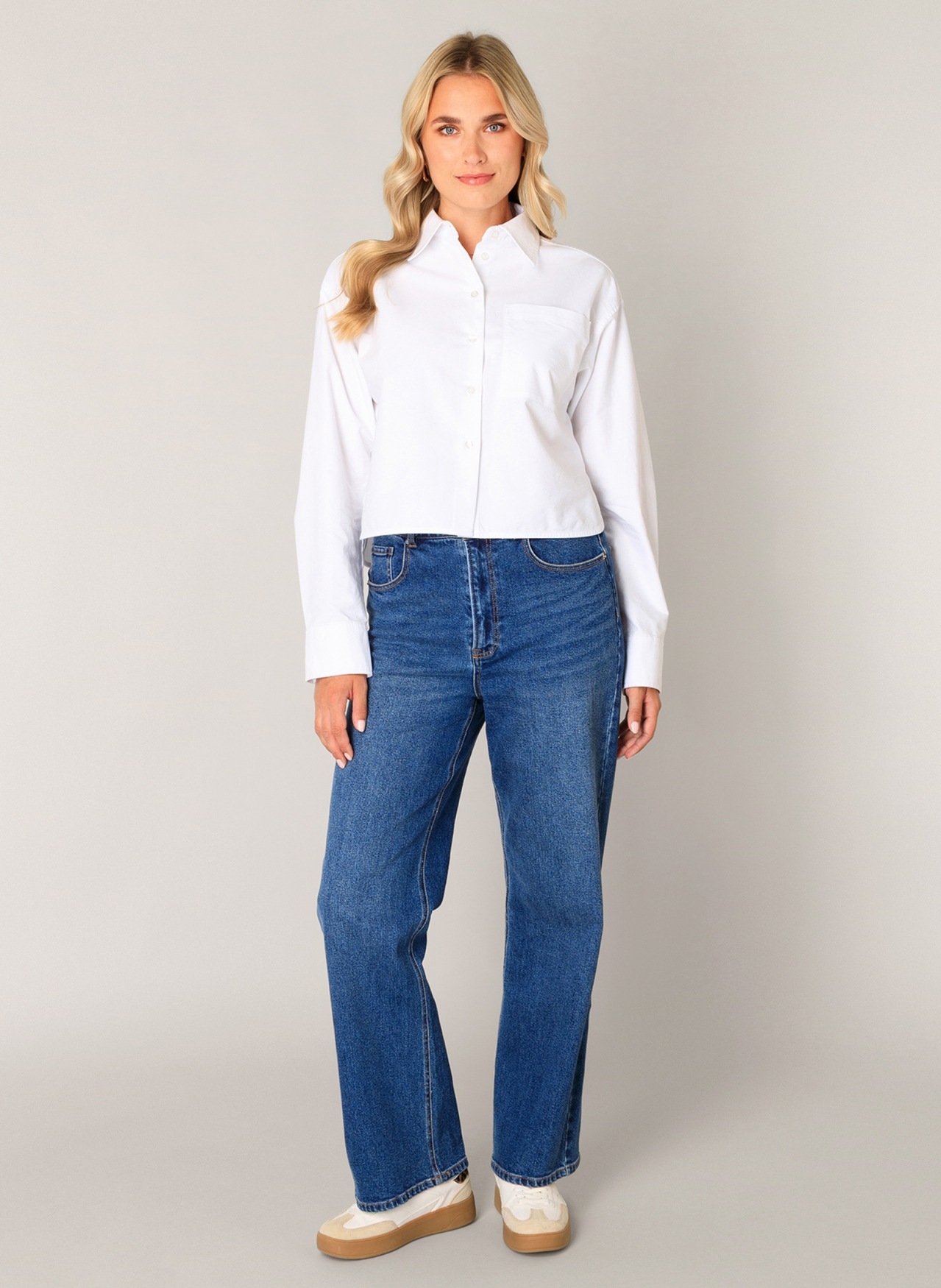 Thumbnail - Base Level Hemdbluse "Bea" kurz, mit Brusttasche